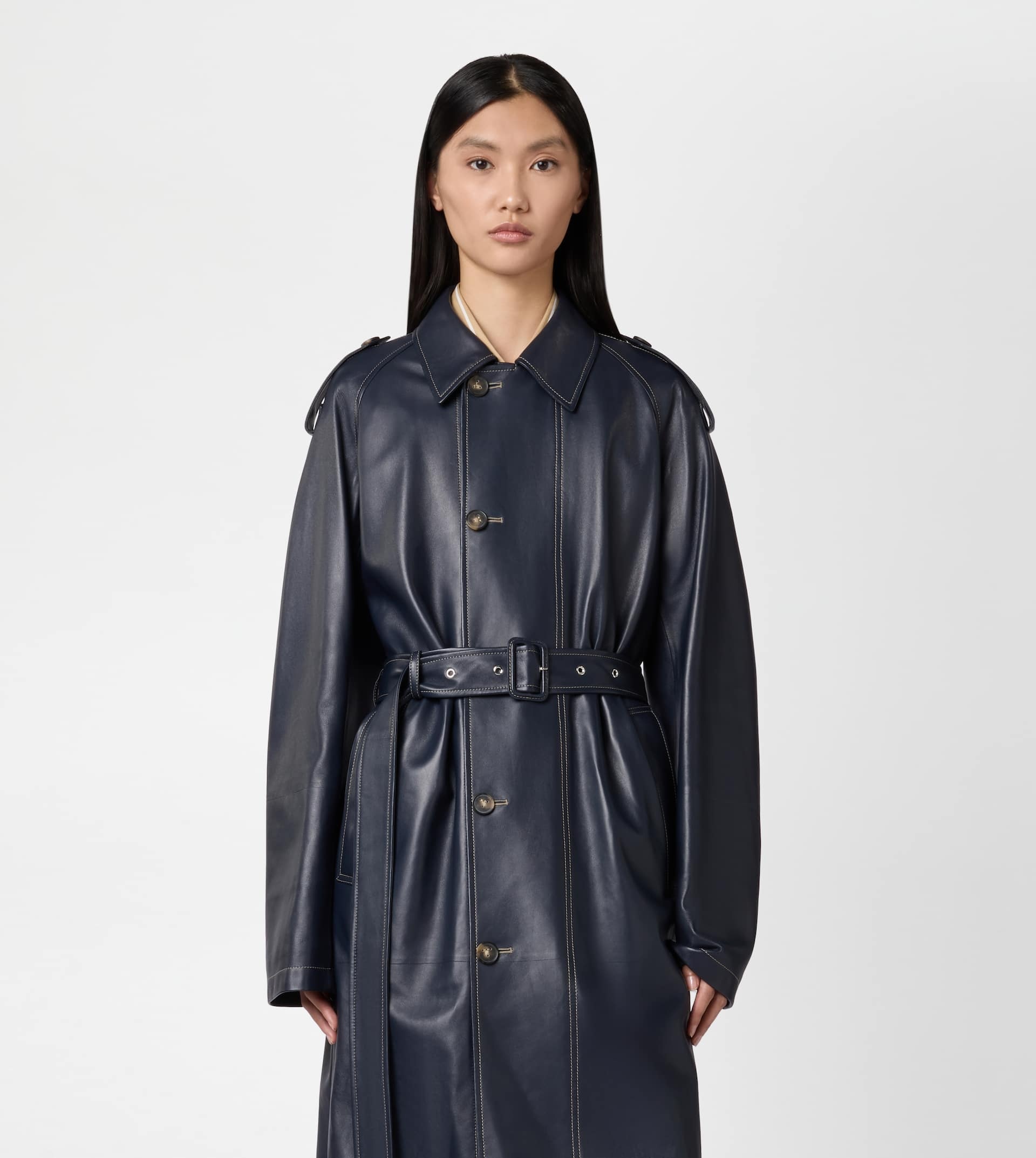 TRENCH COAT IN LEATHER - BLUE - 6