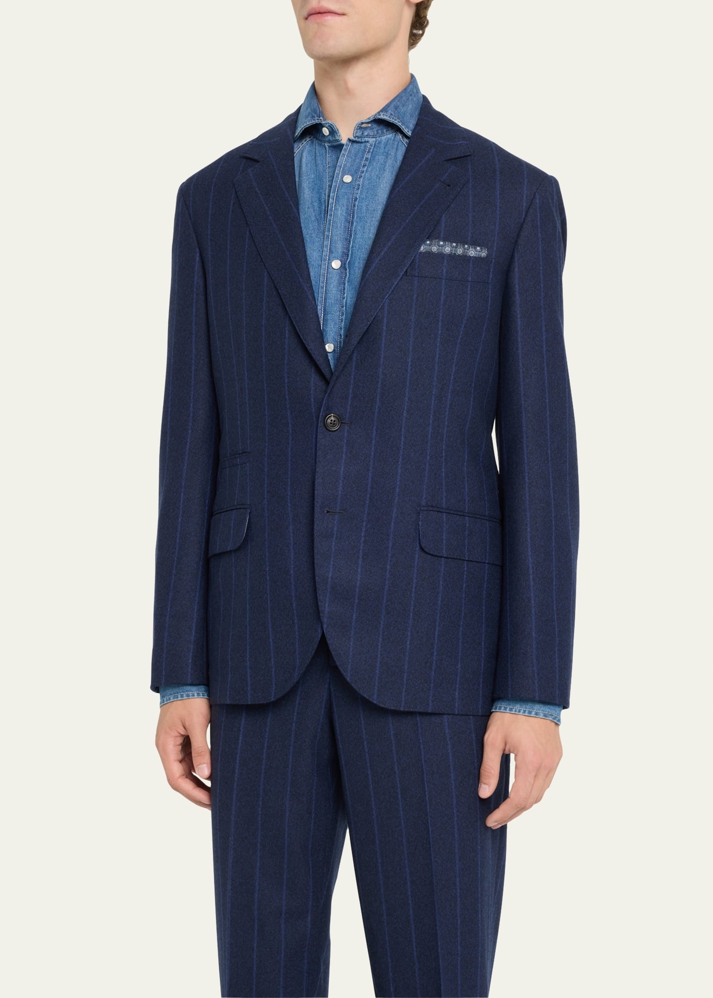 Men's Striped Wool Suit - 4