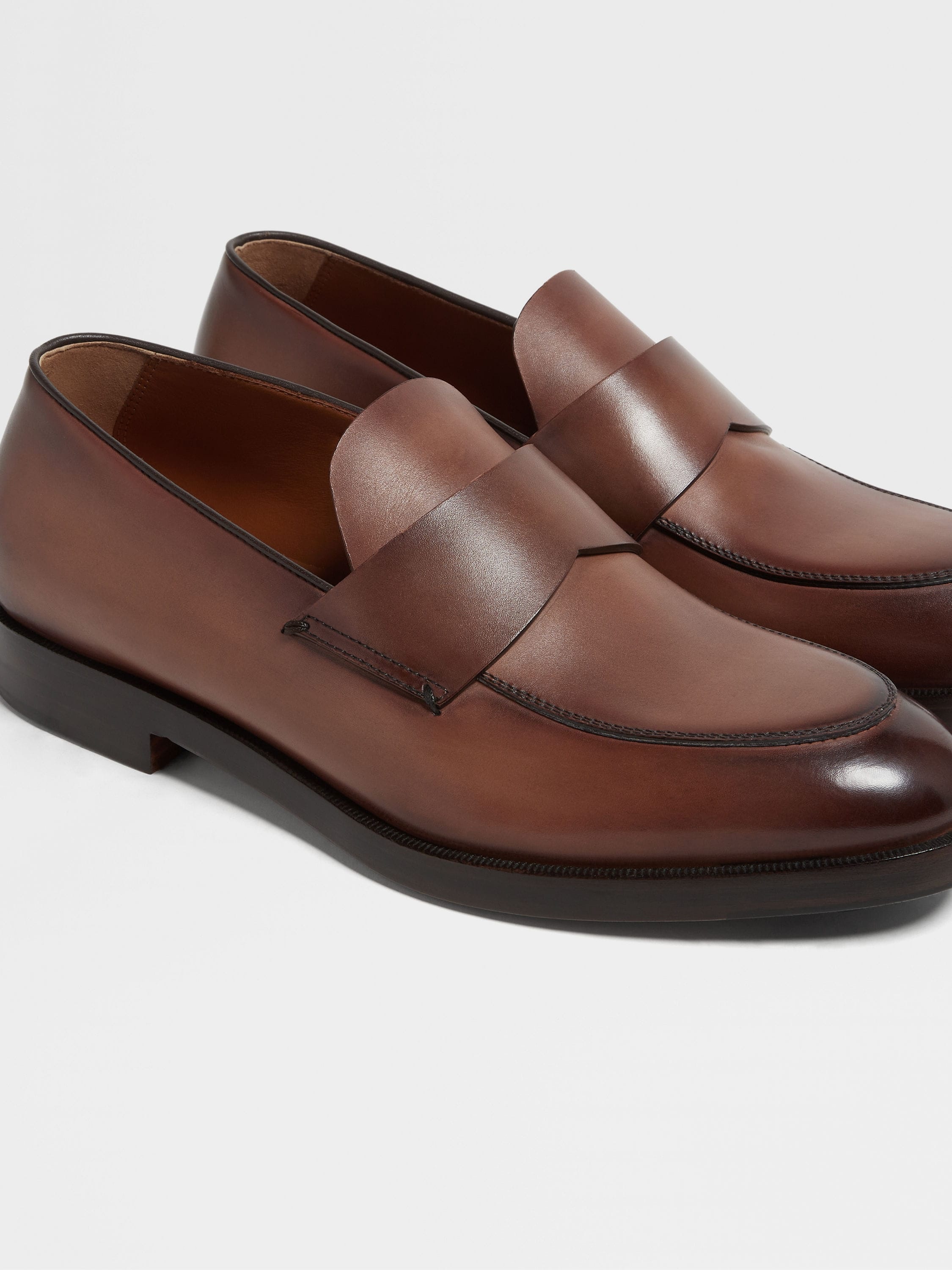 LIGHT BROWN LEATHER TORINO LOAFERS - 4