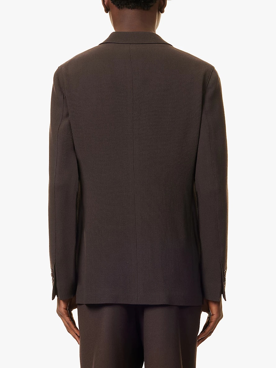 Pleated notched-lapels regular-fit wool-blend blazer - 4