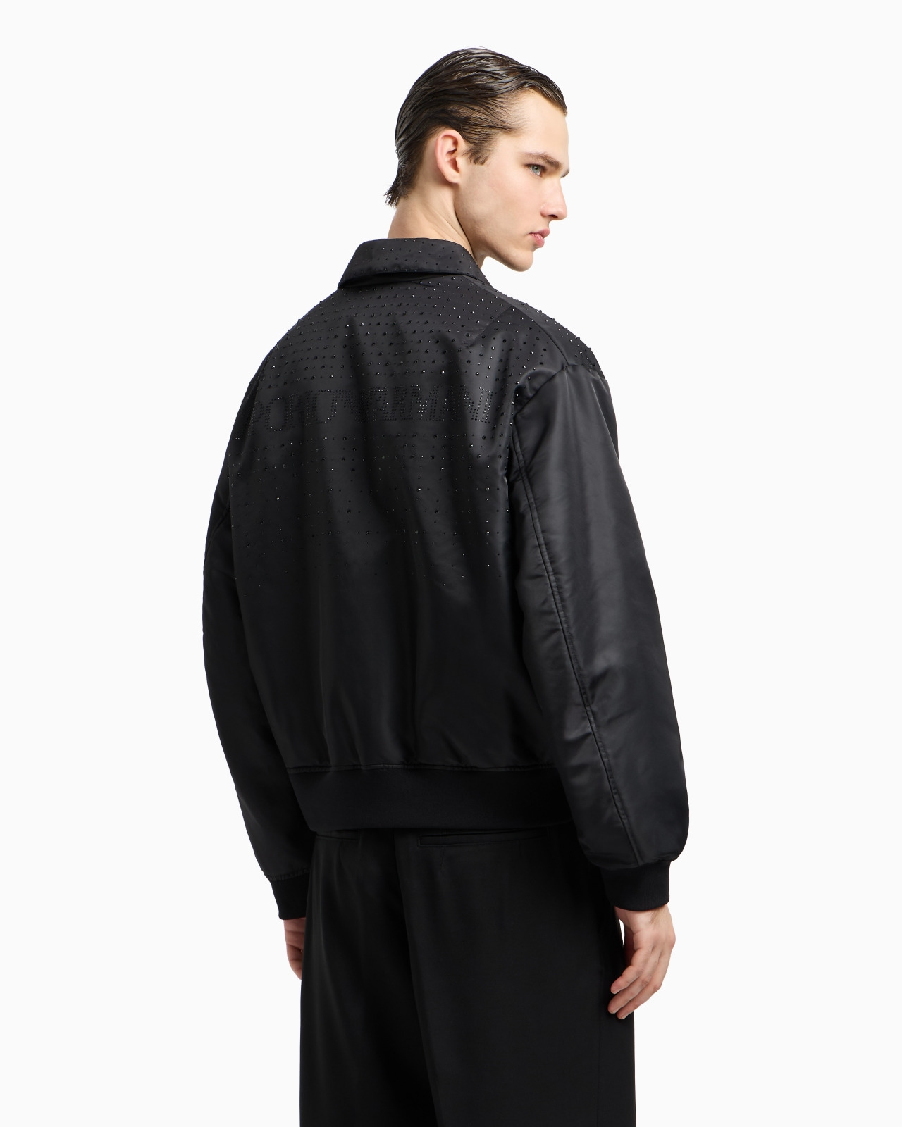 CLUBWEAR SATIN BOMBER JACKET WITH RHINESTONES - 3