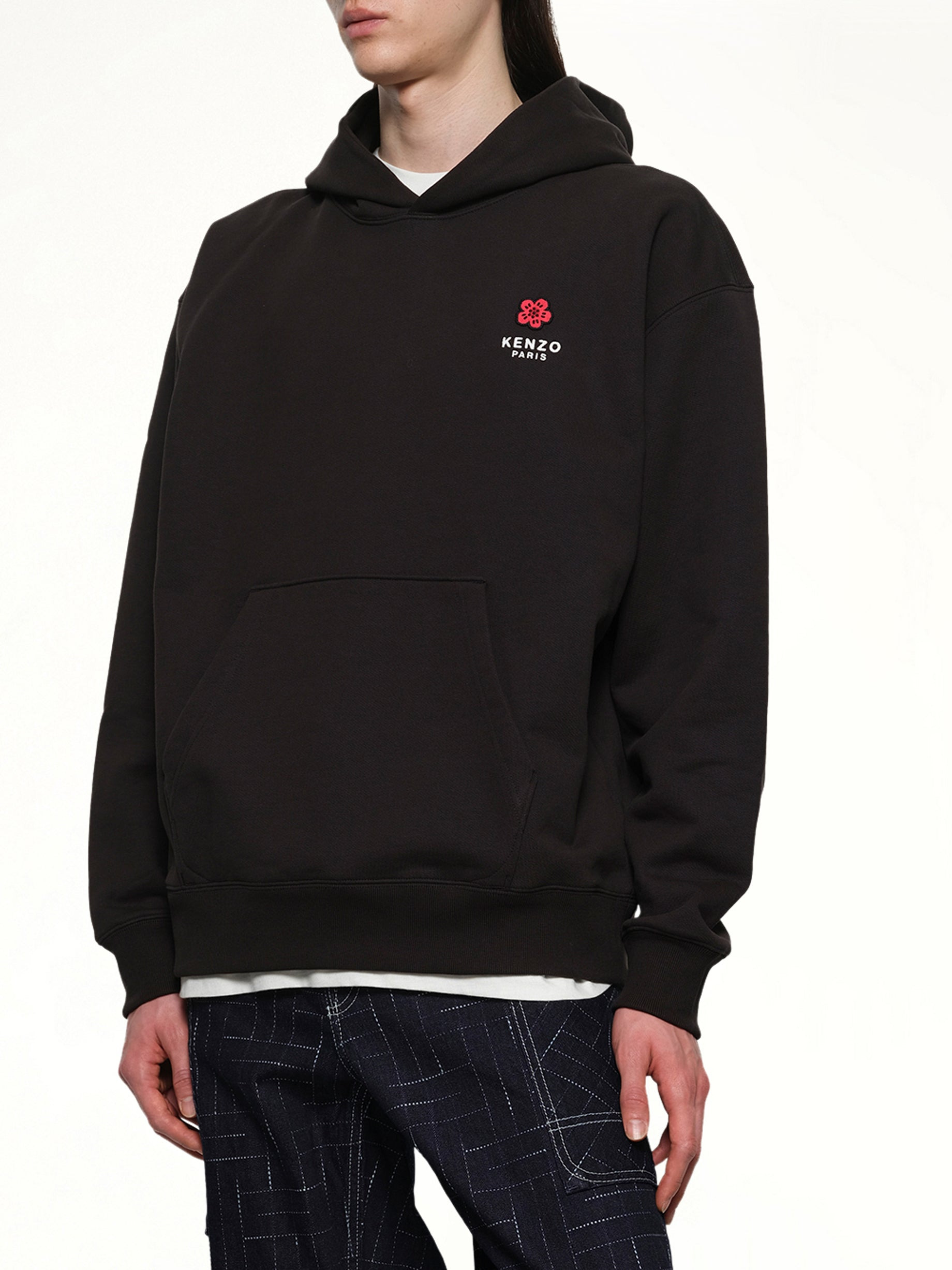 Gots Boke Flower Embroidered Oversize Hoodie in Black - 6