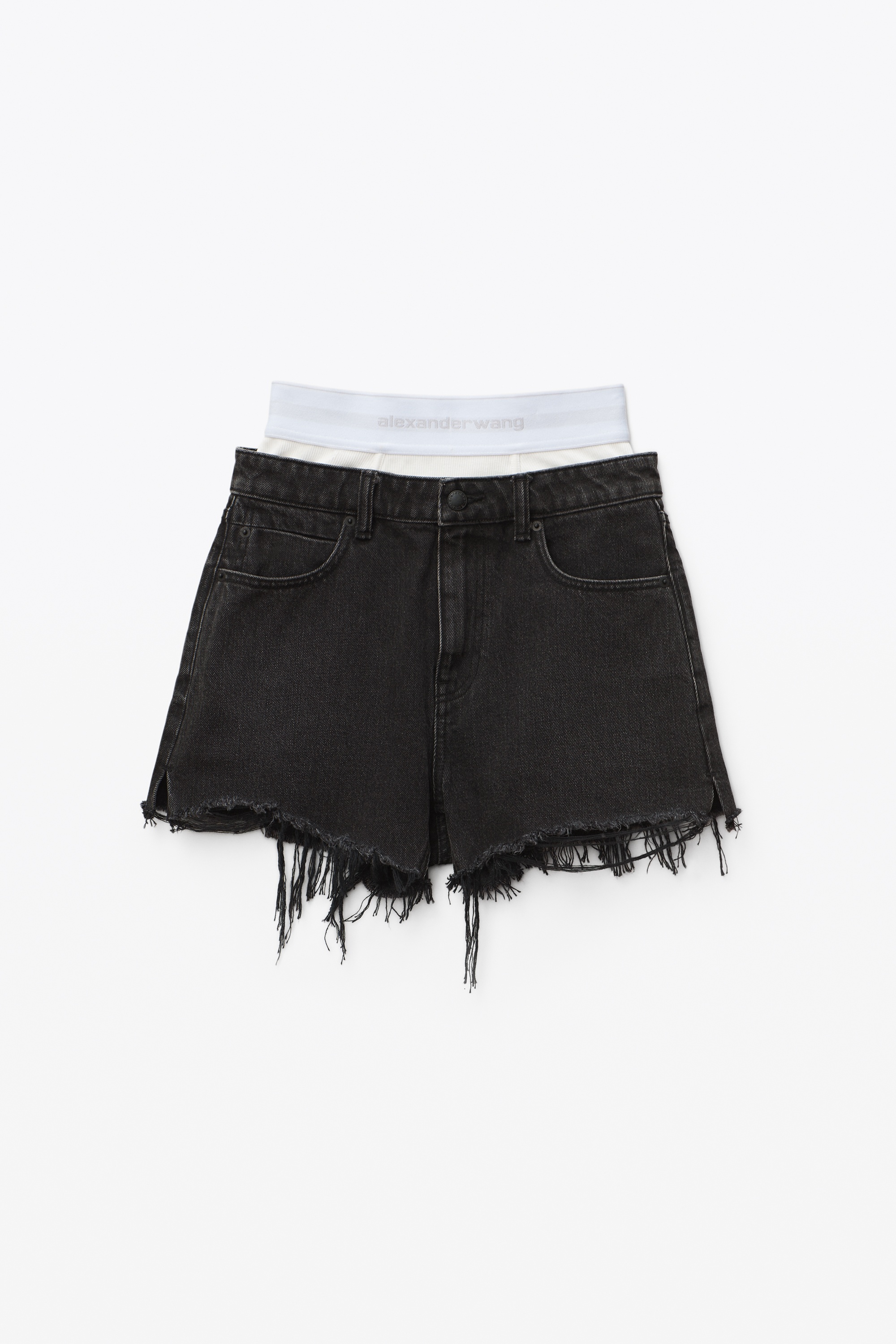 LOGO ELASTIC BRIEF LAYER SHORT IN DENIM - 1