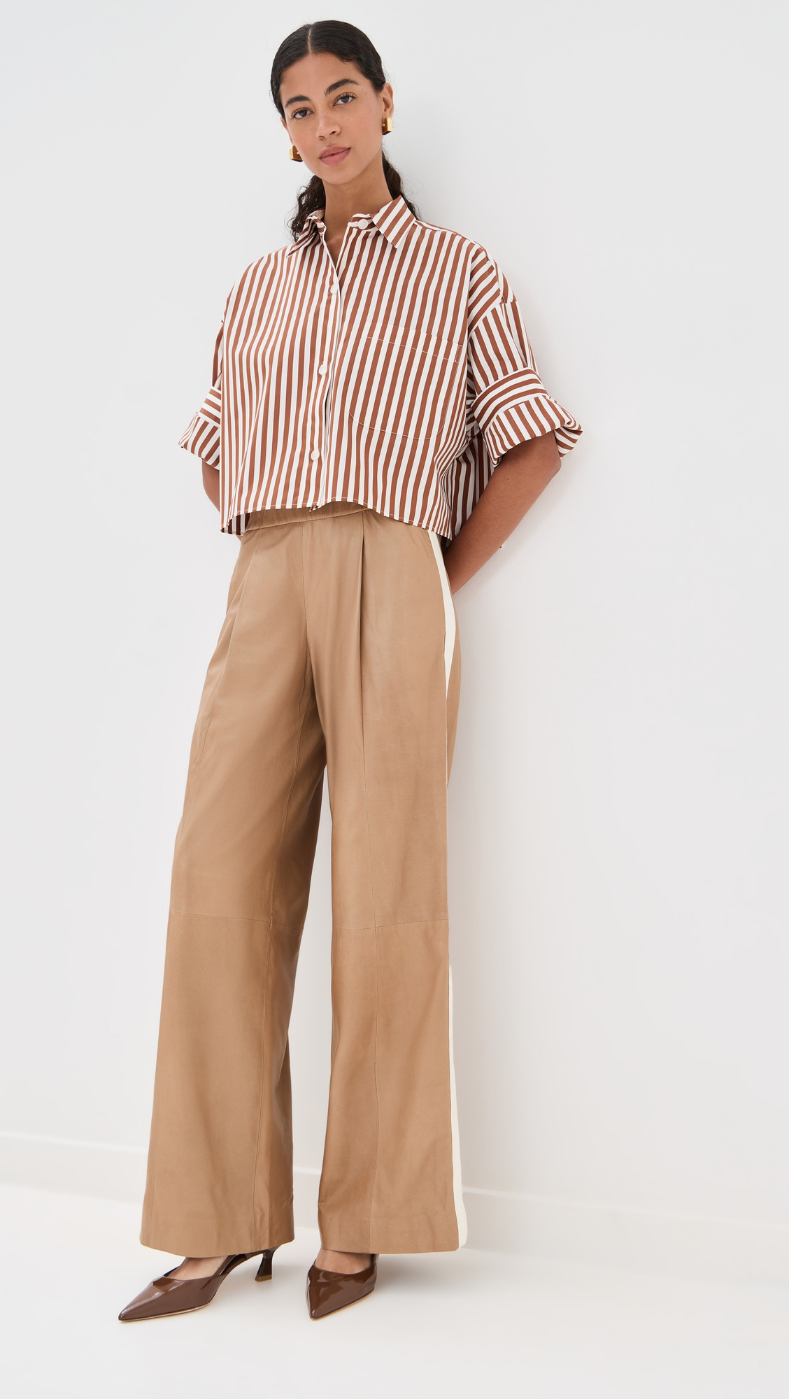Leather Eva Pants with Bias Trim - 1