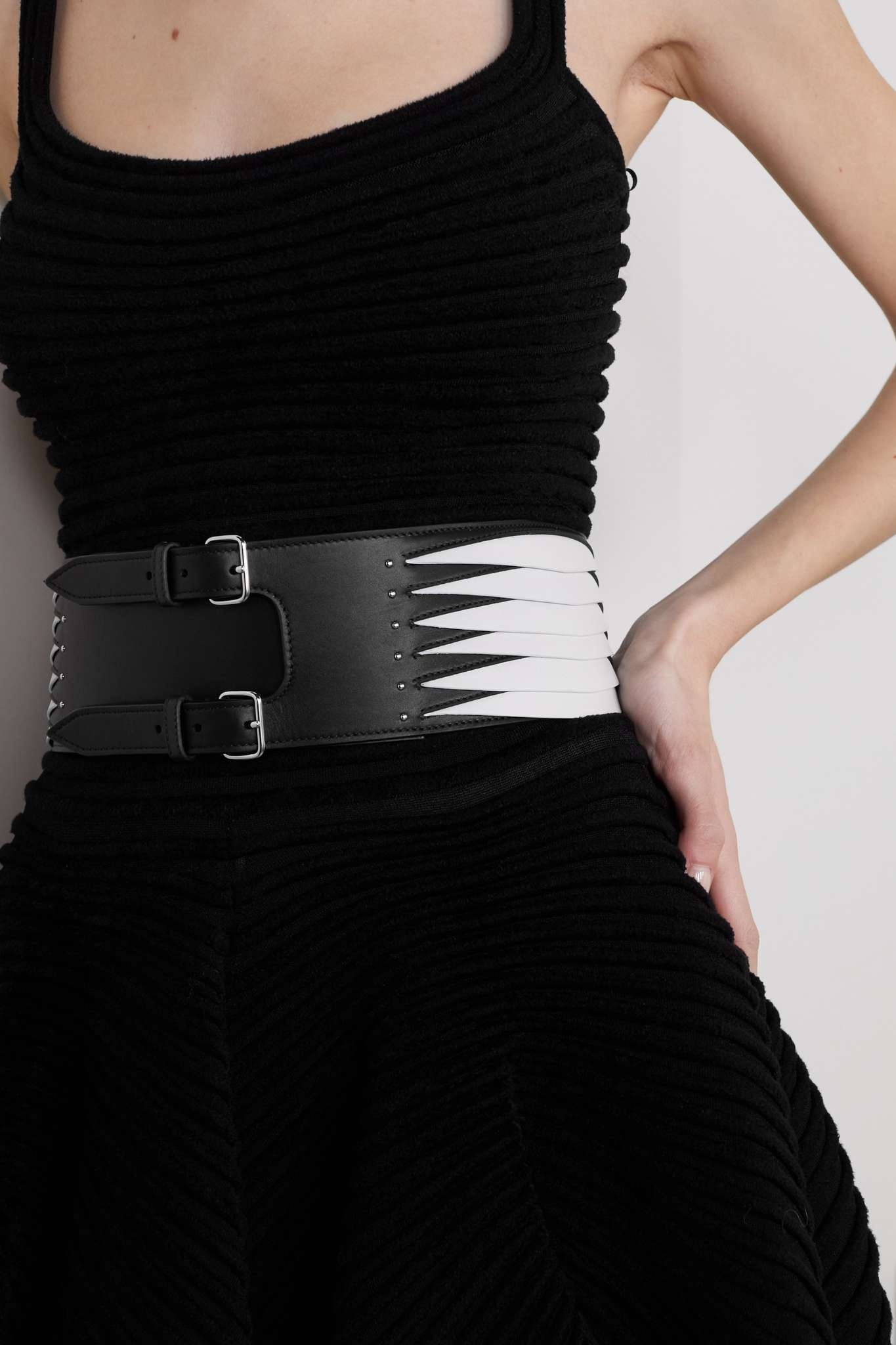 Two-tone leather waist belt - 2