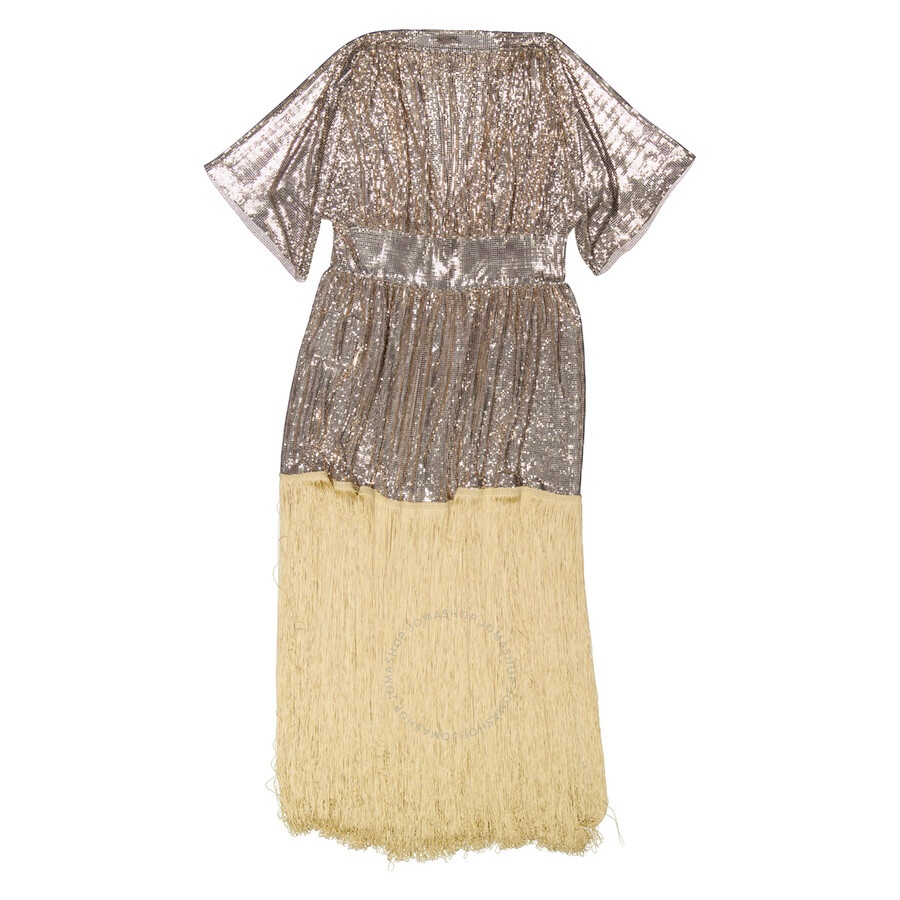 Paco Rabanne Fringe Detail Kaftan Mesh Dress, Brand Size 36 (US Size 4) - 7