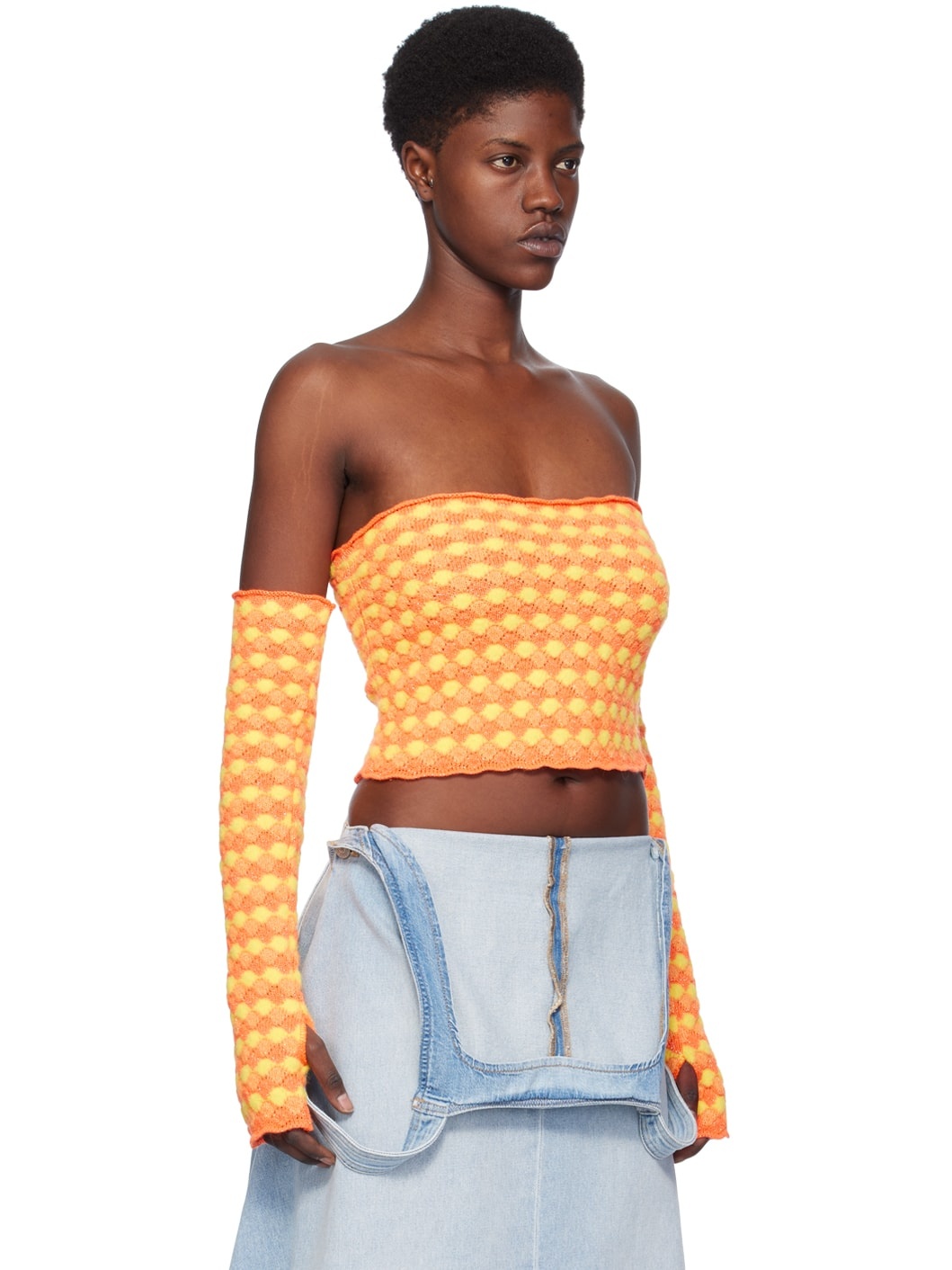 Orange Jacquard Tank Top - 2