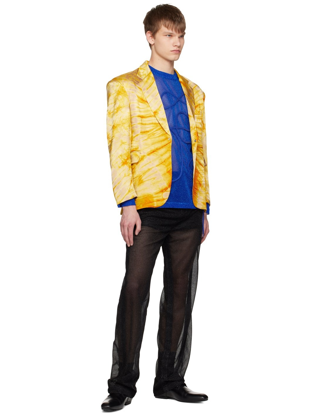 Yellow Printed Blazer - 4
