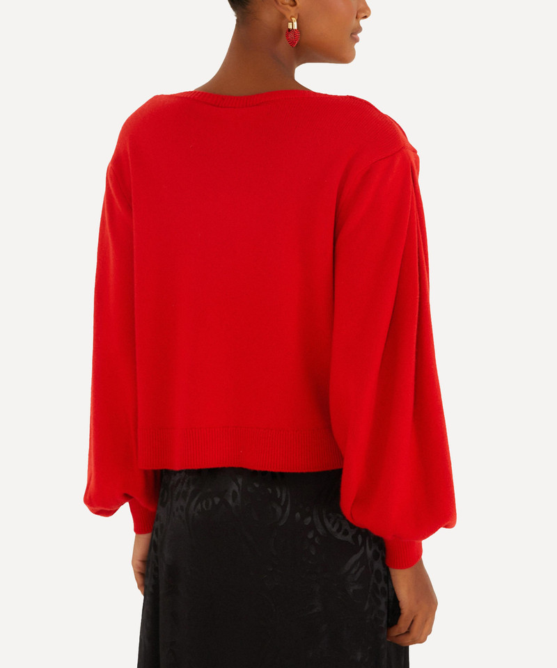 FARM RIO Red Heartful Knit Cardigan outlook