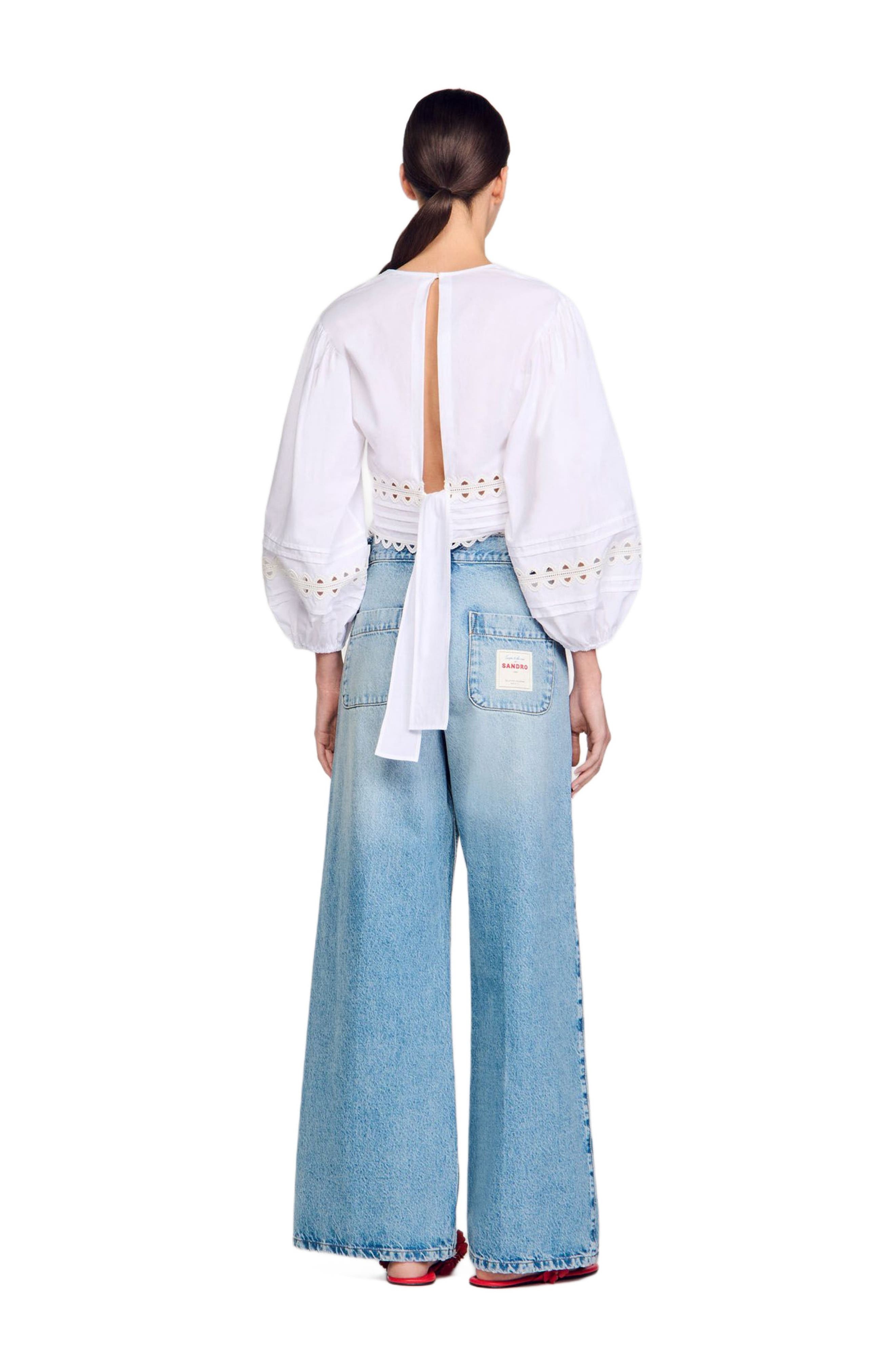 SANDRO Poplin crop top in White at Nordstrom - 2
