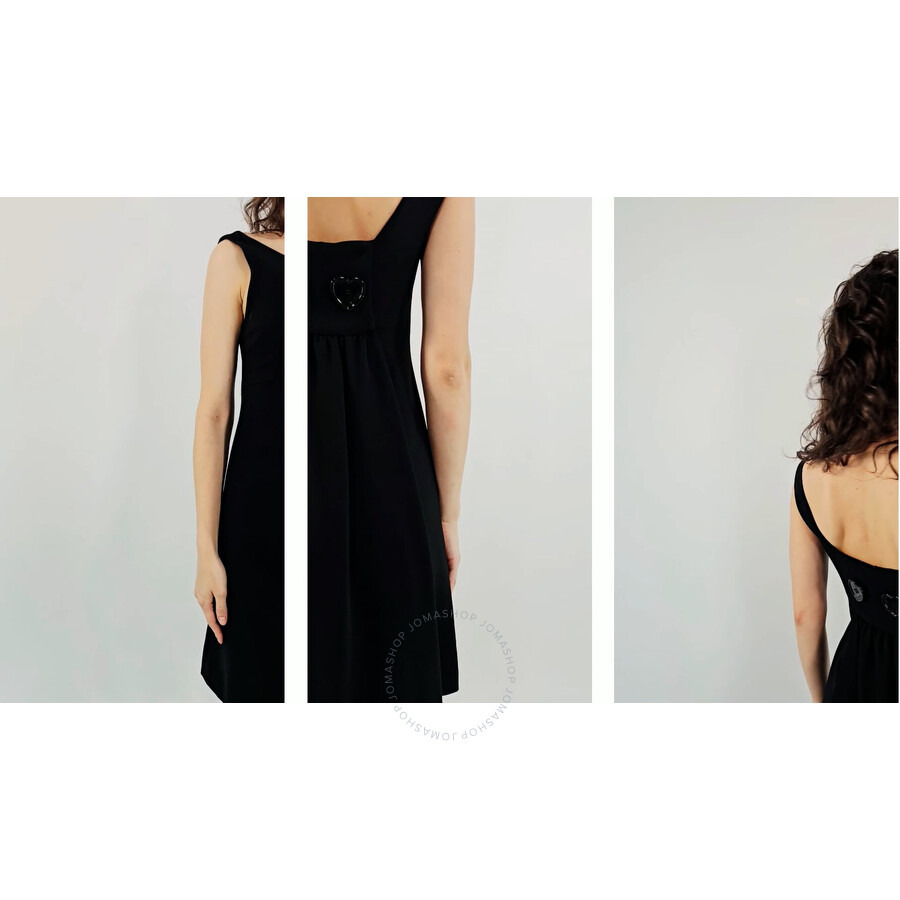 Moschino Ladies Black Sleeveless Heart-Button Detail Mini Dress - 3