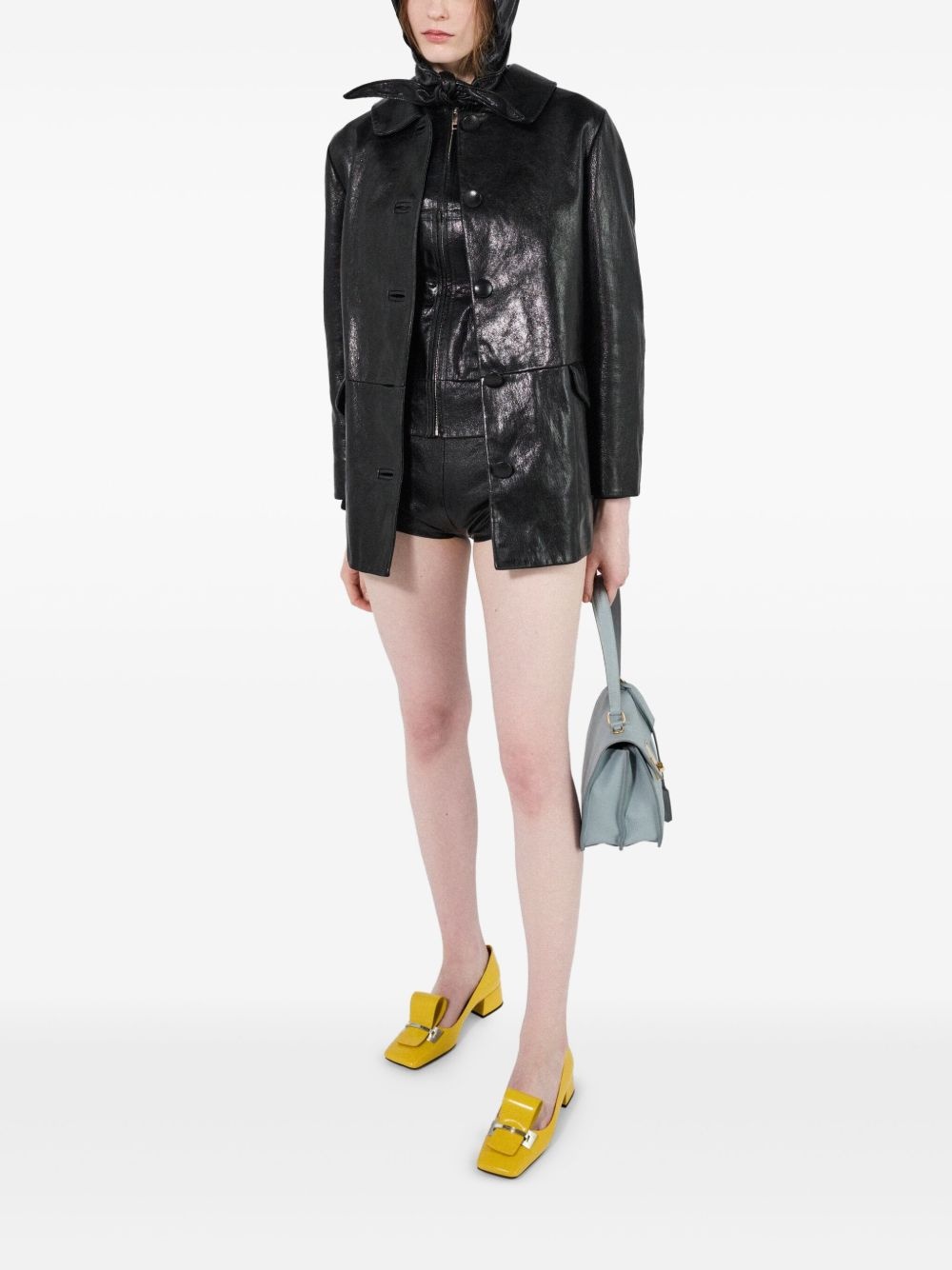 button-up leather jacket - 4