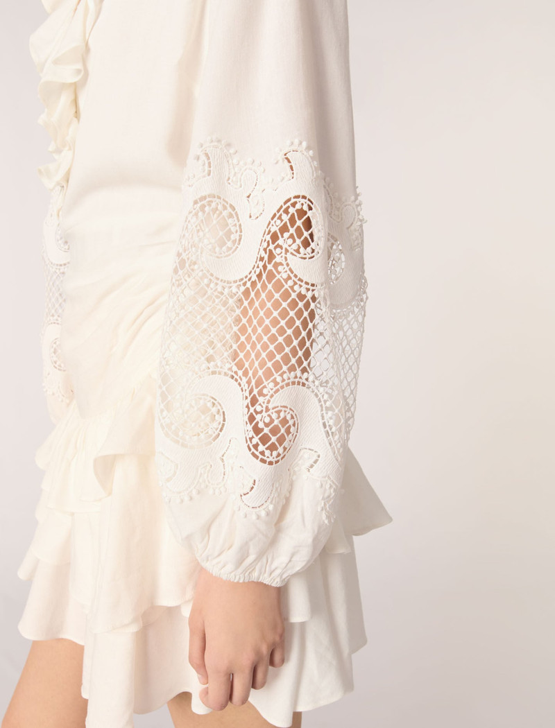 Ruffled embroidered sleeve dress 7