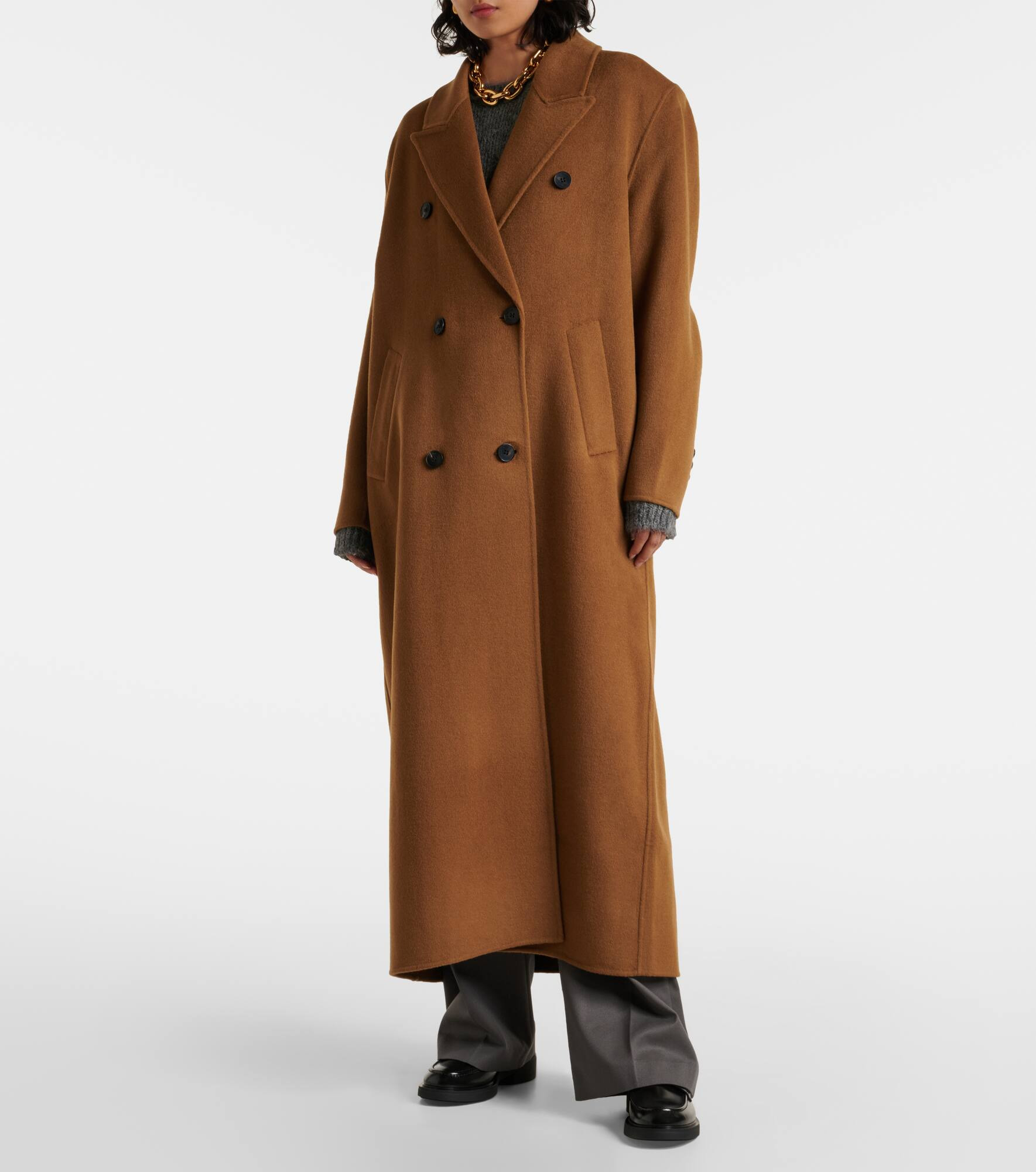 Gaia double-breasted wool-blend coat - 6
