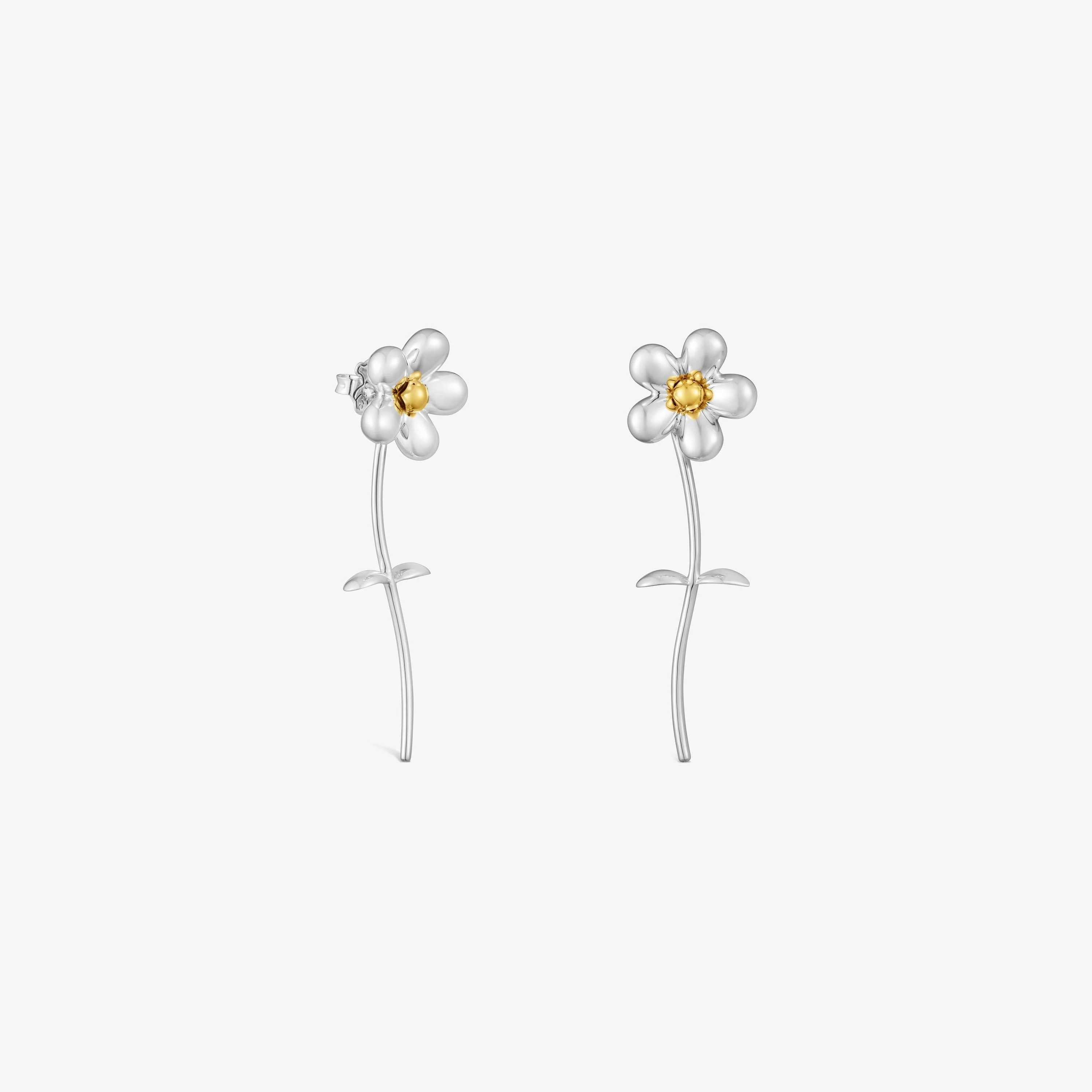 Long two-tone flower Earrings Daisy - 1
