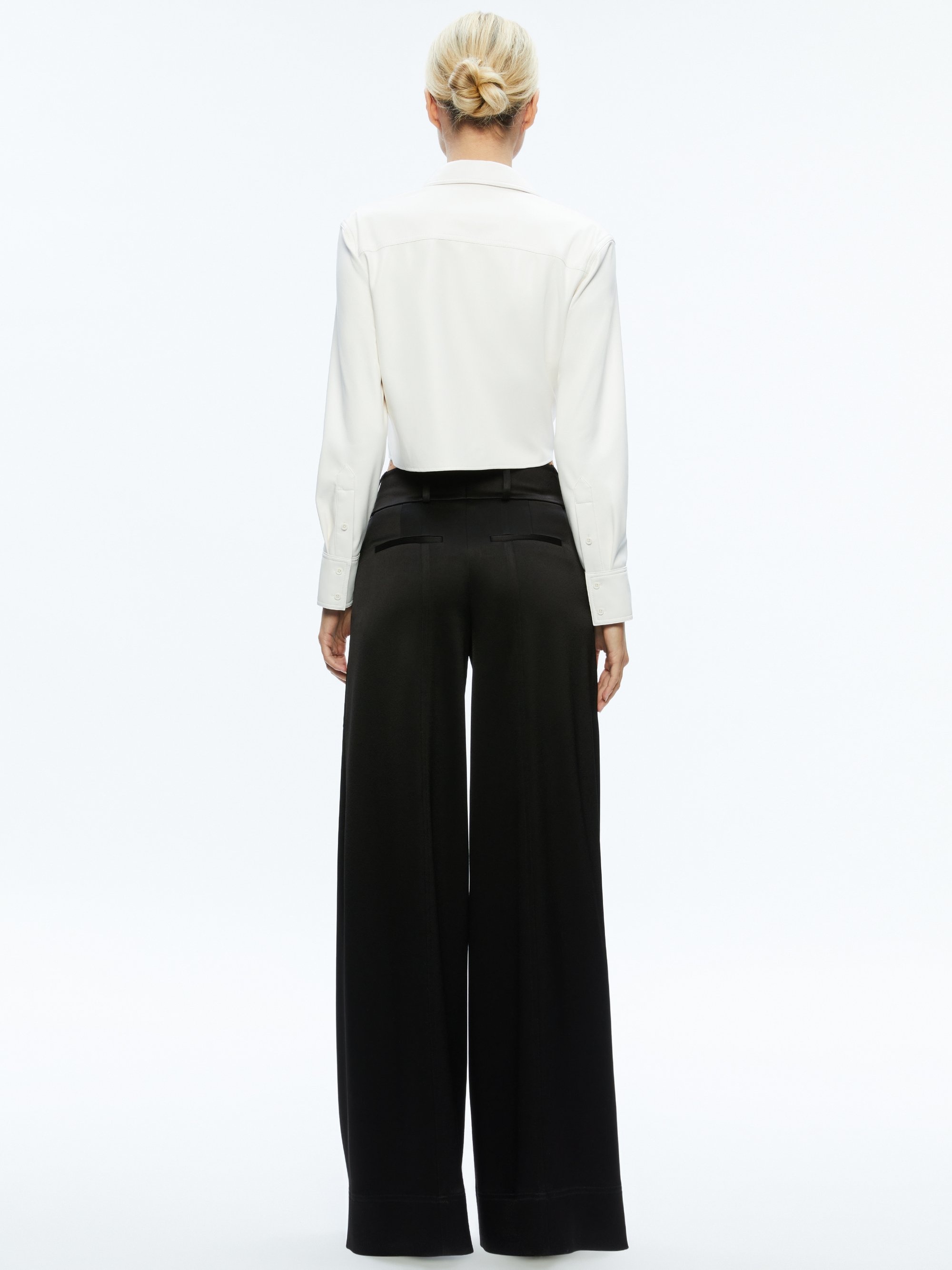 LEON CROPPED VEGAN LEATHER BUTTON DOWN - 3