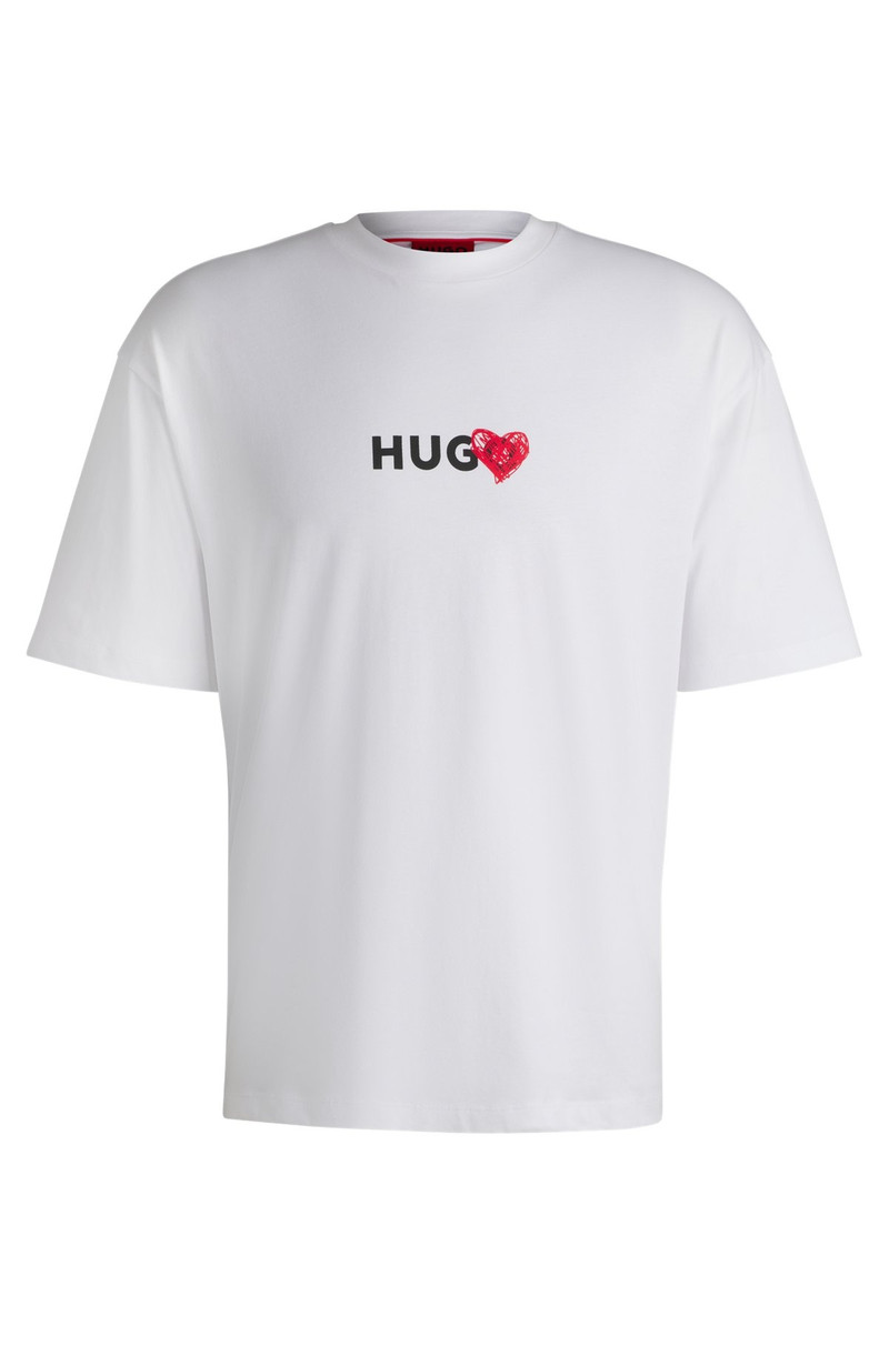 COTTON-JERSEY T-SHIRT WITH HEART ARTWORK - 1