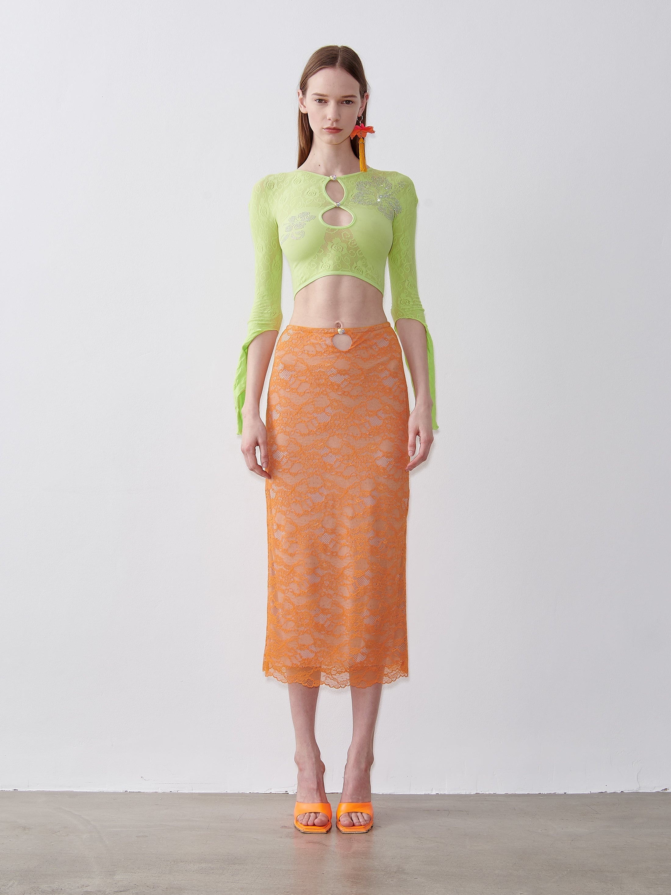 BETTY MIDI SKIRT APEROL - 2