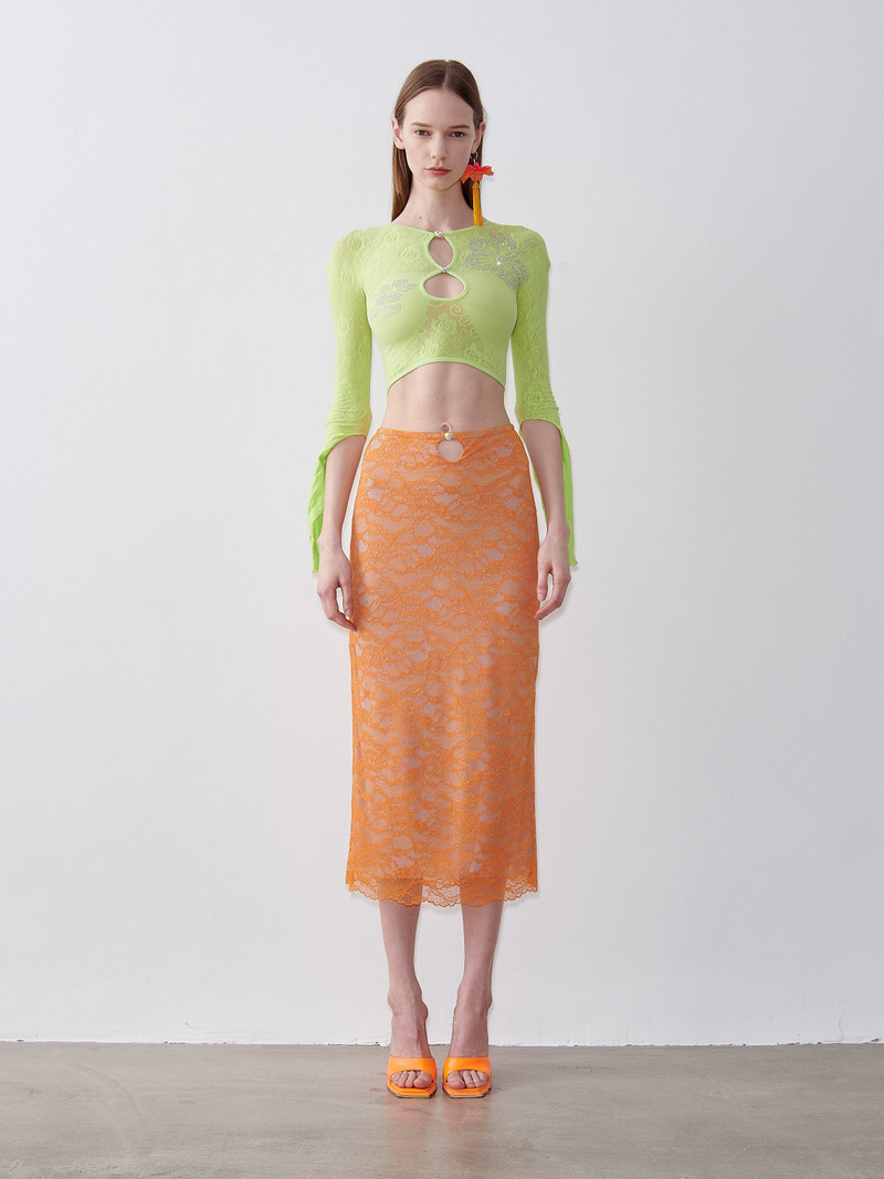POSTER GIRL BETTY MIDI SKIRT APEROL outlook