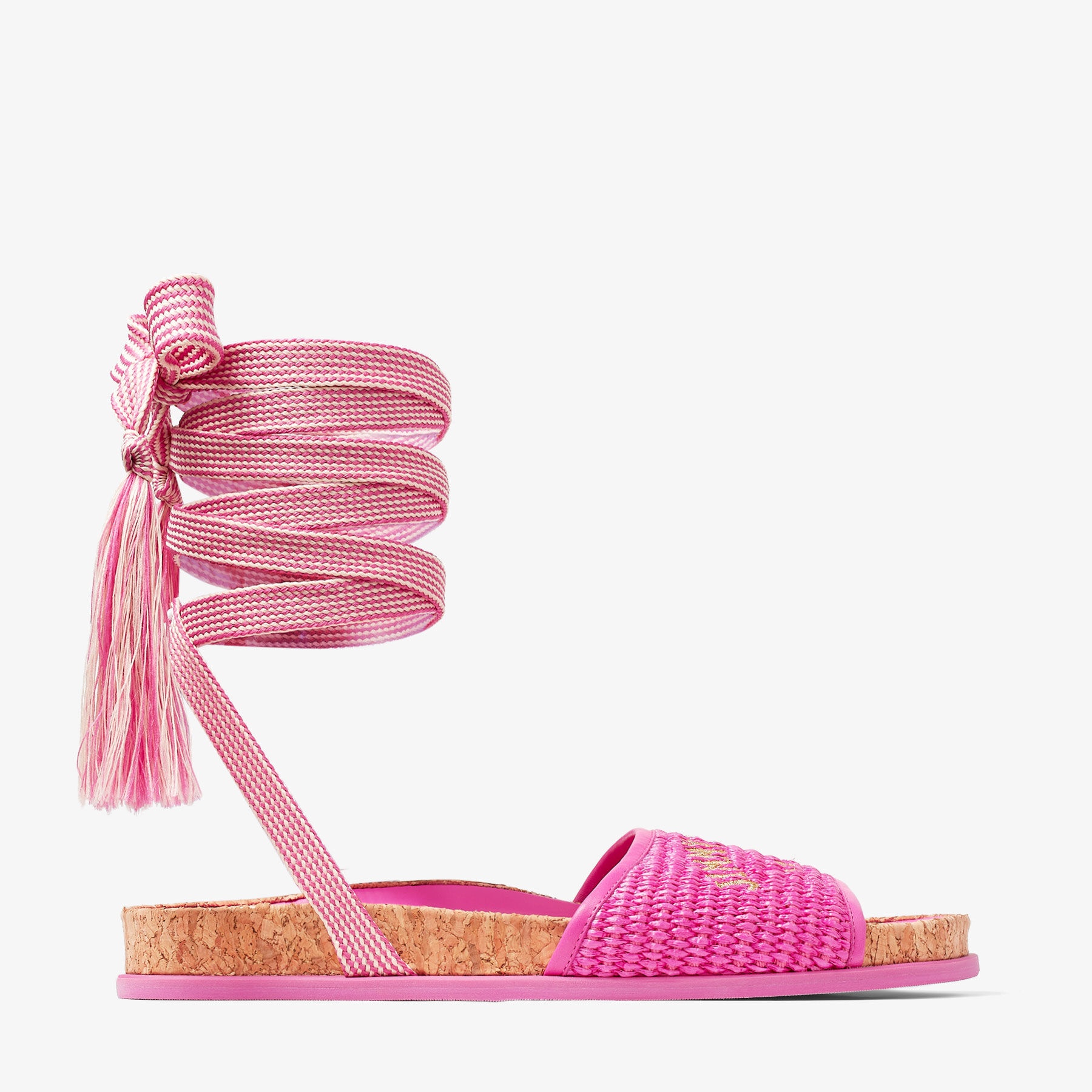 Gal Flat
Fuchsia Jimmy Choo Embroidered Raffia Sandals - 1