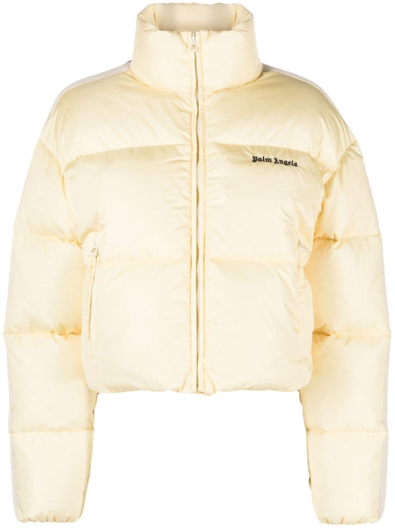 logo-embroidered puffer jacket 1