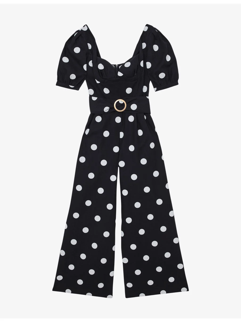 Brook Puff-Sleeve Polka-Dot Linen Jumpsuit - 1