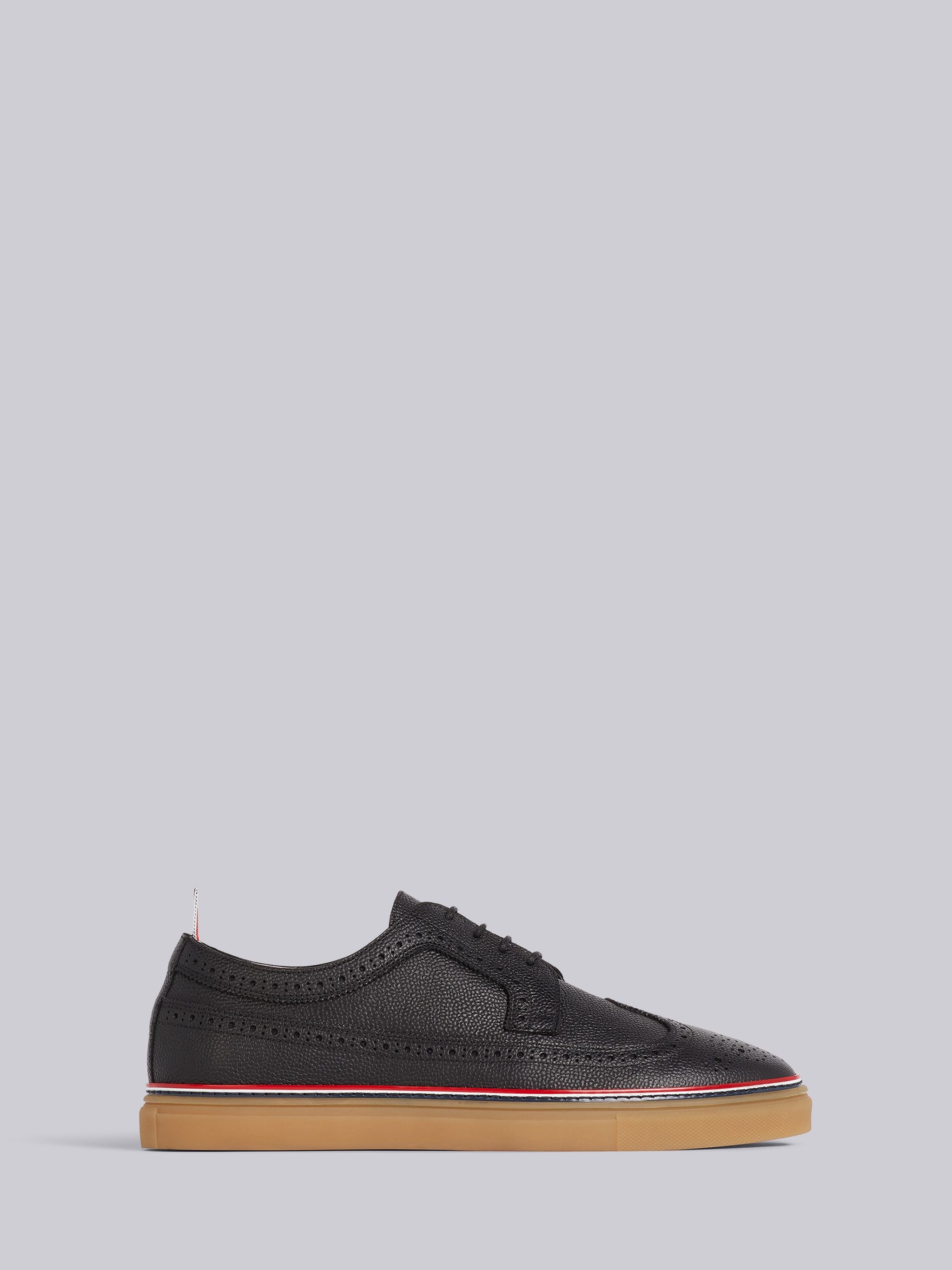 Black Pebbled Calfskin Longwing Brogue Trainer - 1