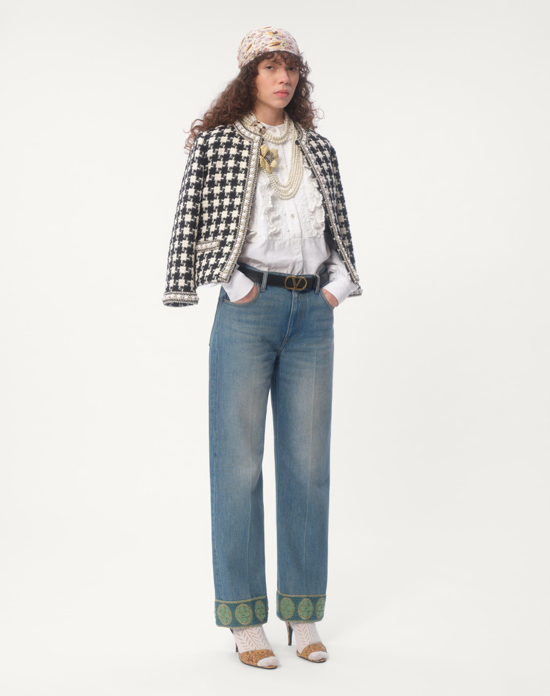 Valentino EMBROIDERED JACKET IN DAMIER LIGHT TWEED outlook