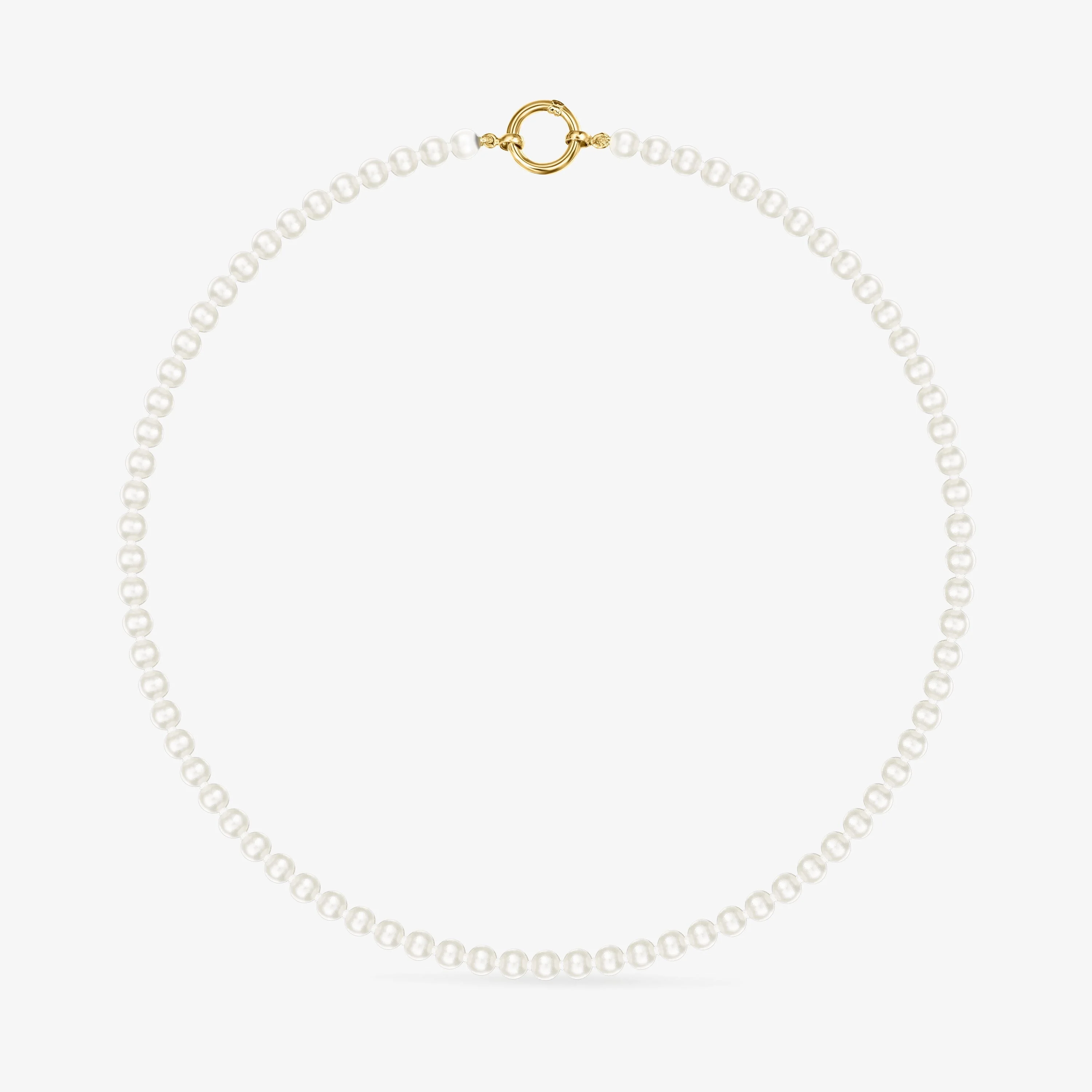 18K solid gold Hold Necklace with Pearls - 1