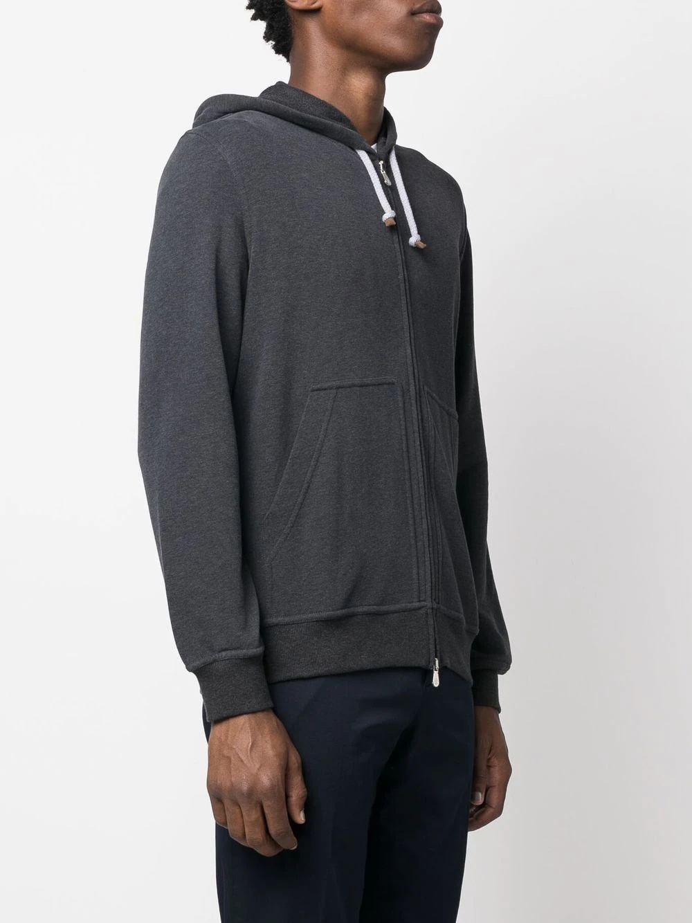 drawstring zip-up hoodie - 3