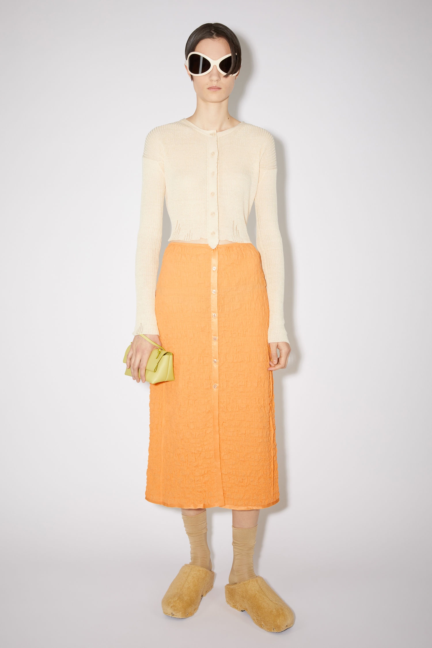 Cotton midi skirt - Apricot orange - 2