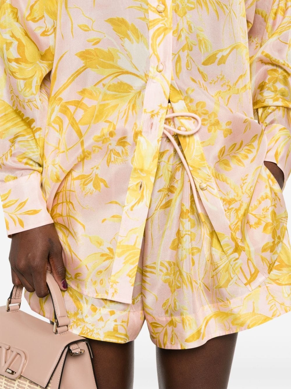 floral-print silk shorts - 5