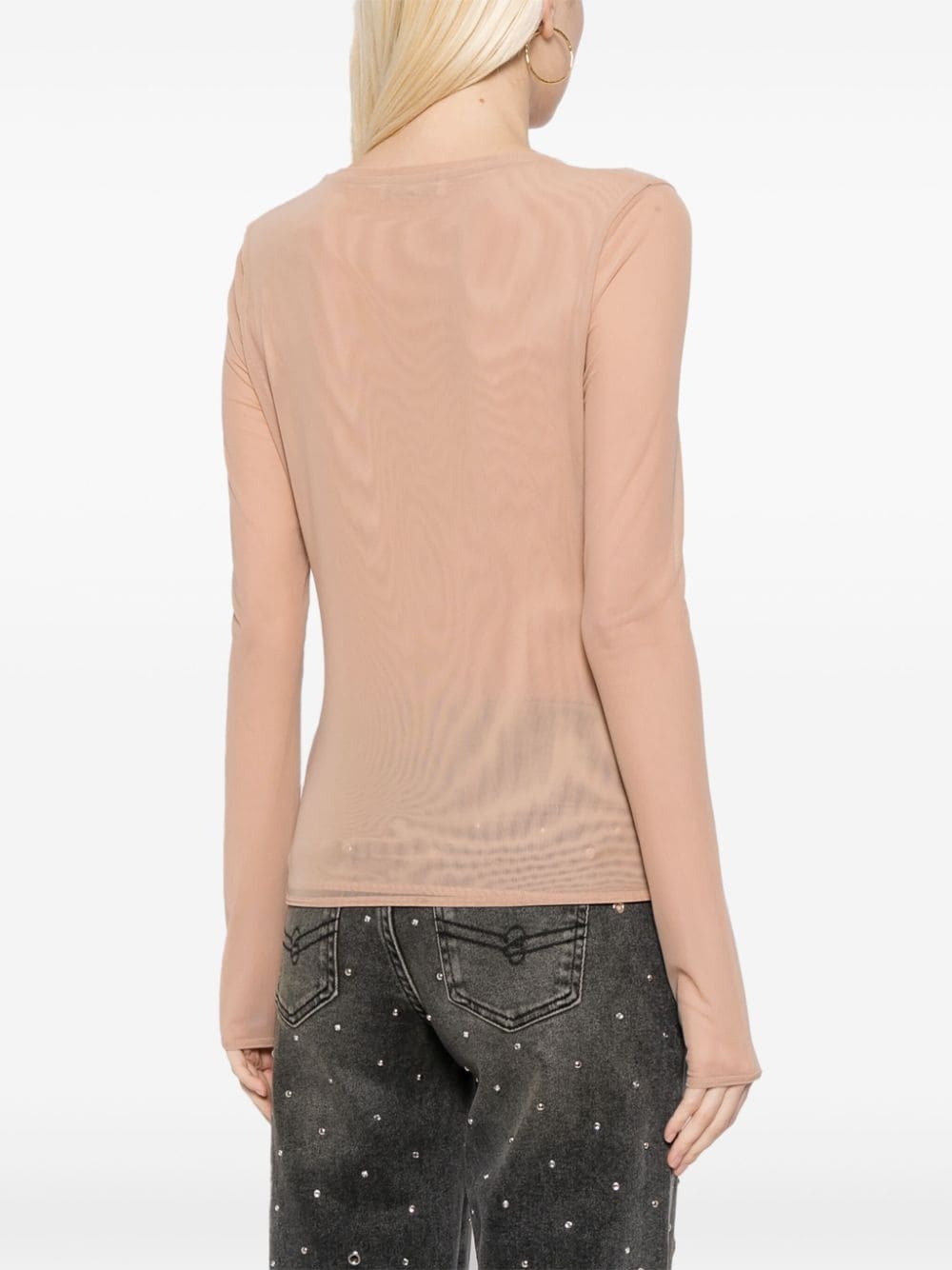 butterfly-embellished mesh top - 4