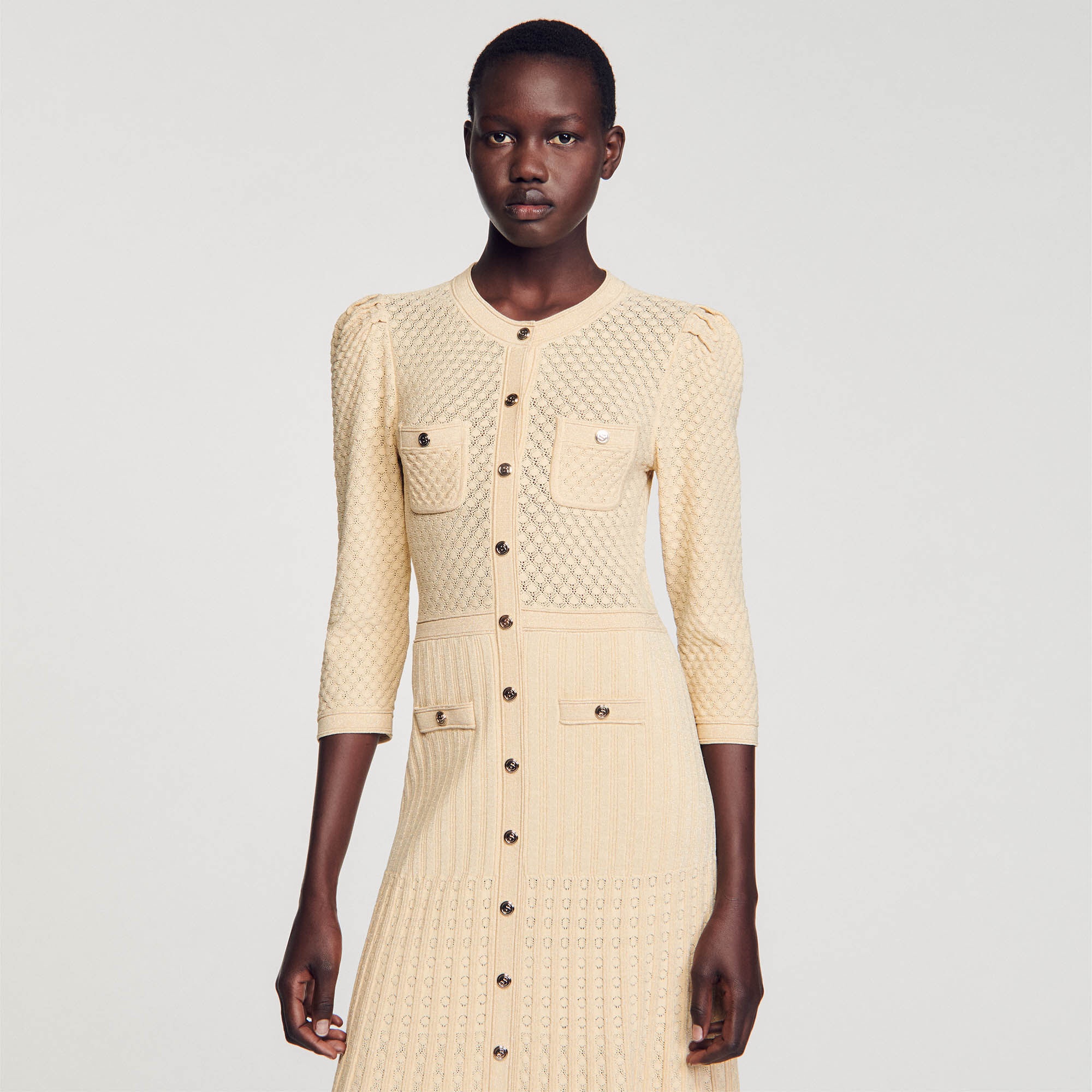 POINTELLE KNIT MIDI DRESS - 5