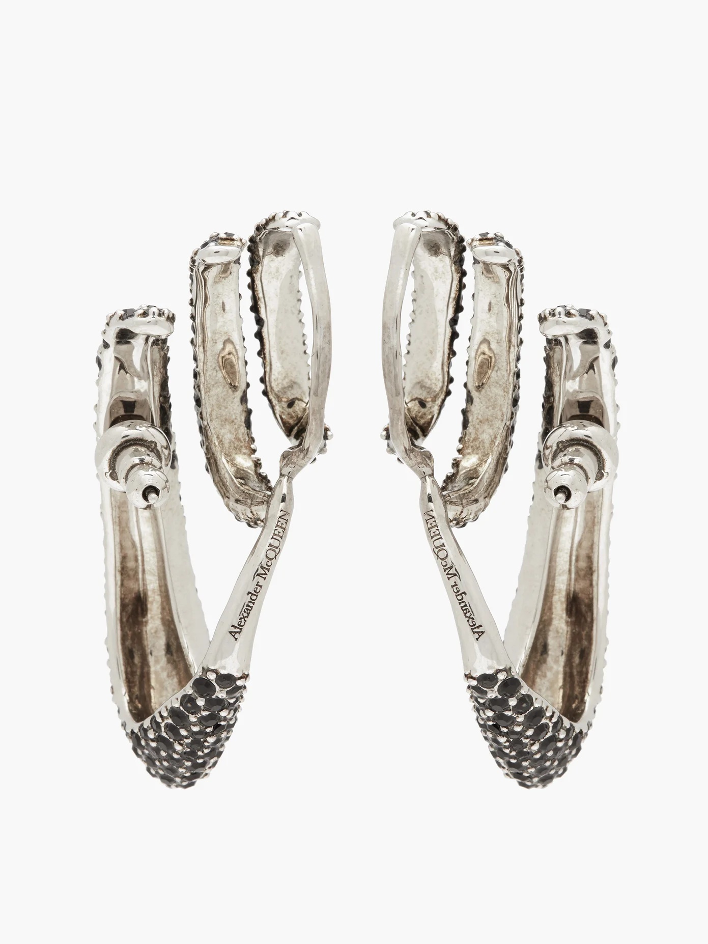 Swarovski-pavé ear-cuff hoop earrings - 5