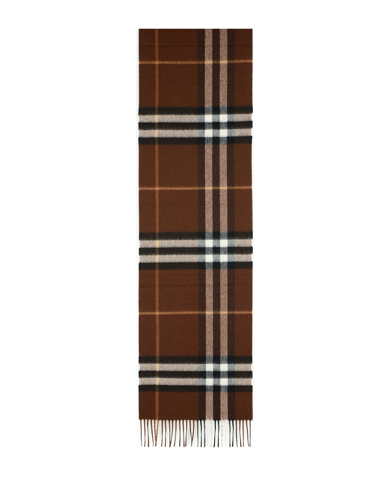 'mu Giant Check' Brown Cashmere Scarf - 2