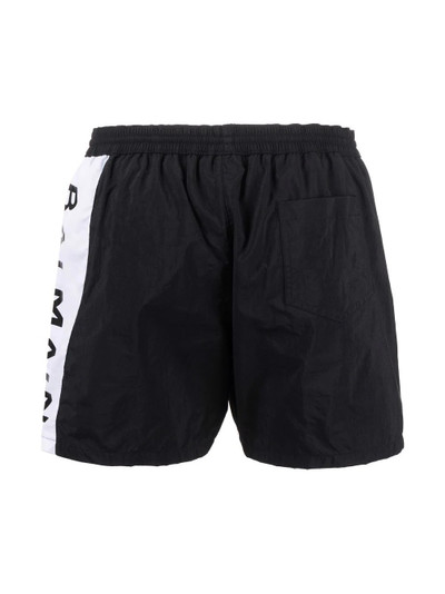 Balmain logo-strip swim-shorts outlook