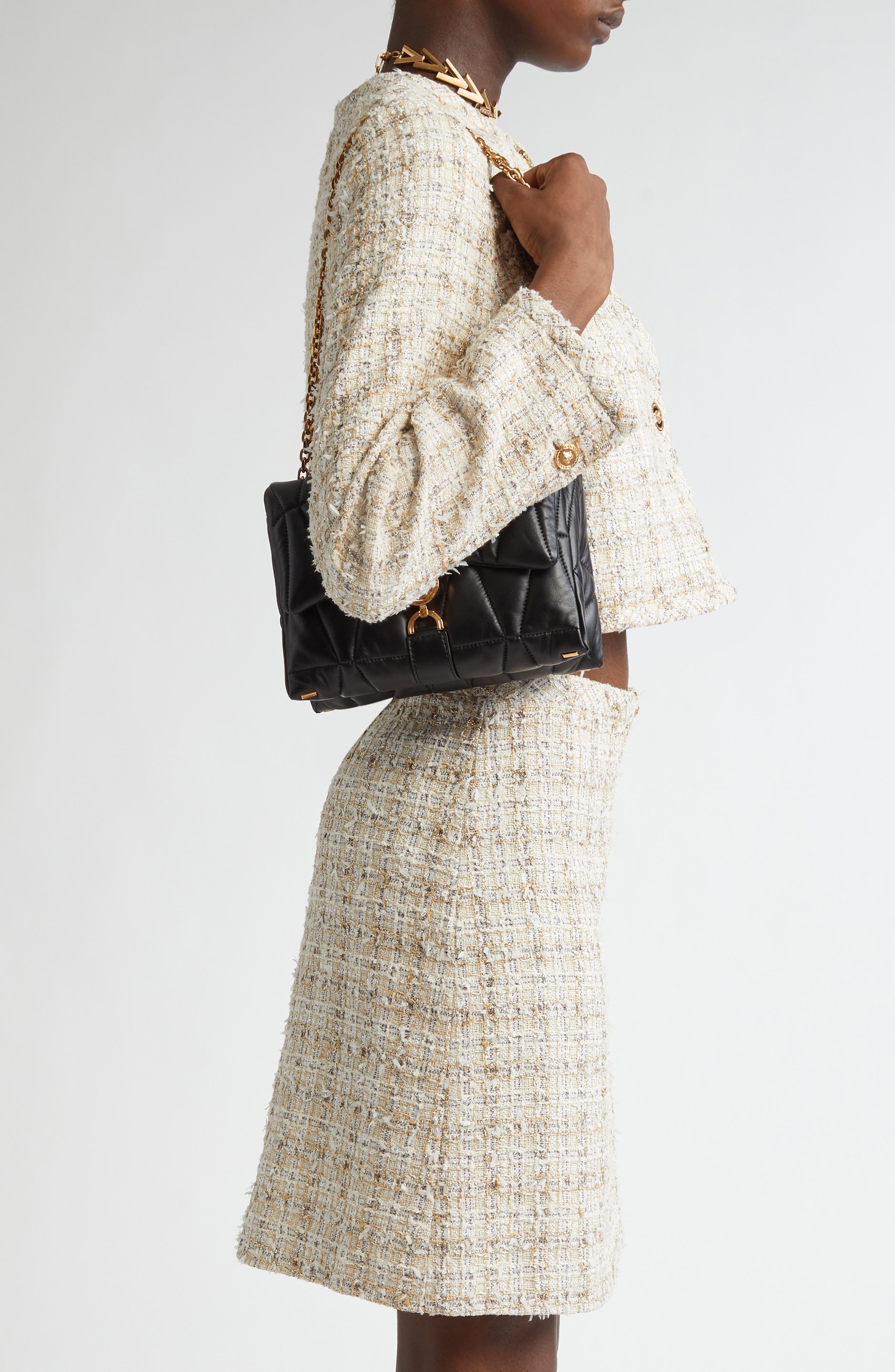 Versace Medusa 95 Soft Quilted Leather Shoulder Bag in Black Versace Gold at Nordstrom - 2
