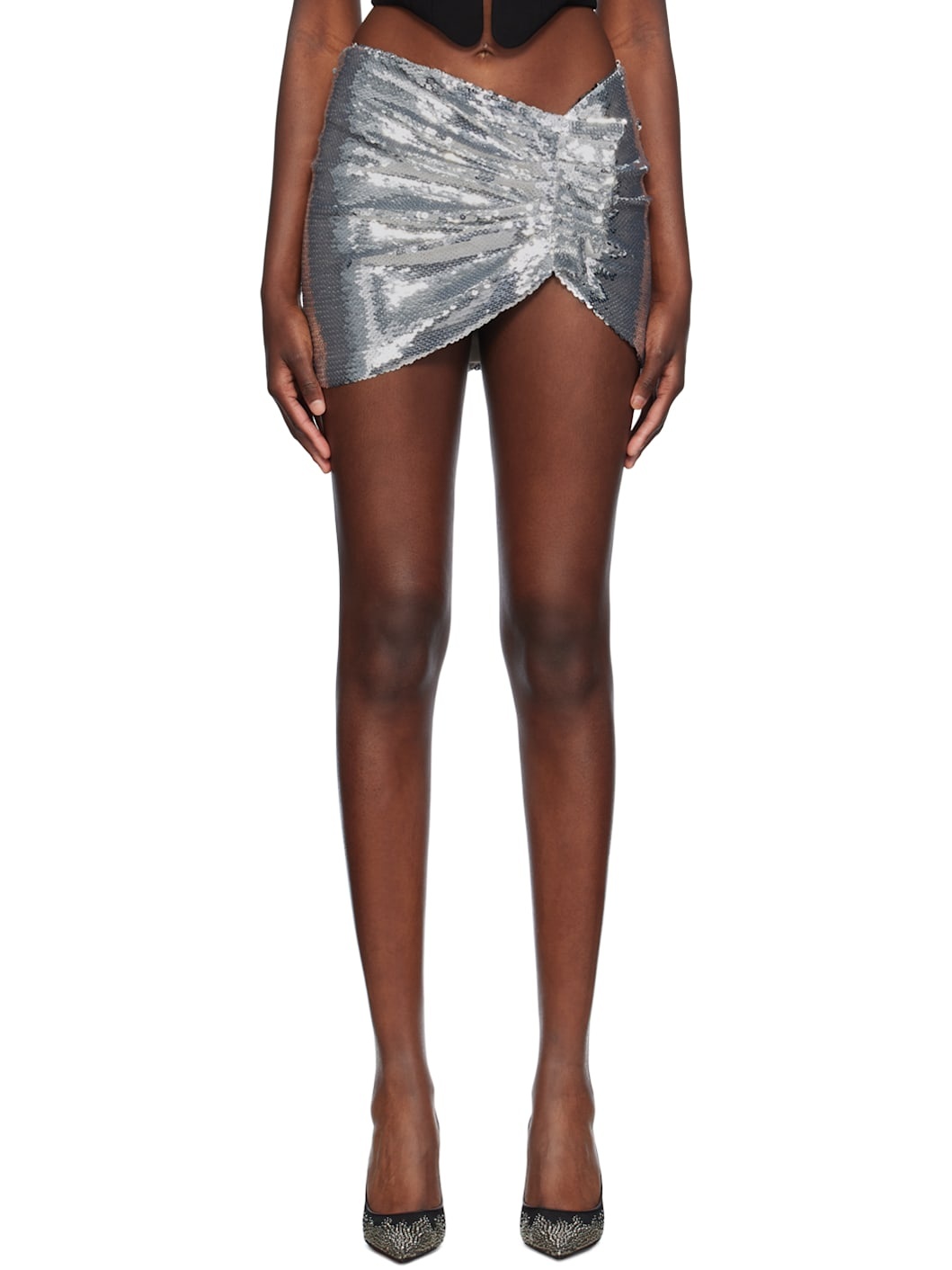 Silver Mia Draped Miniskirt - 1