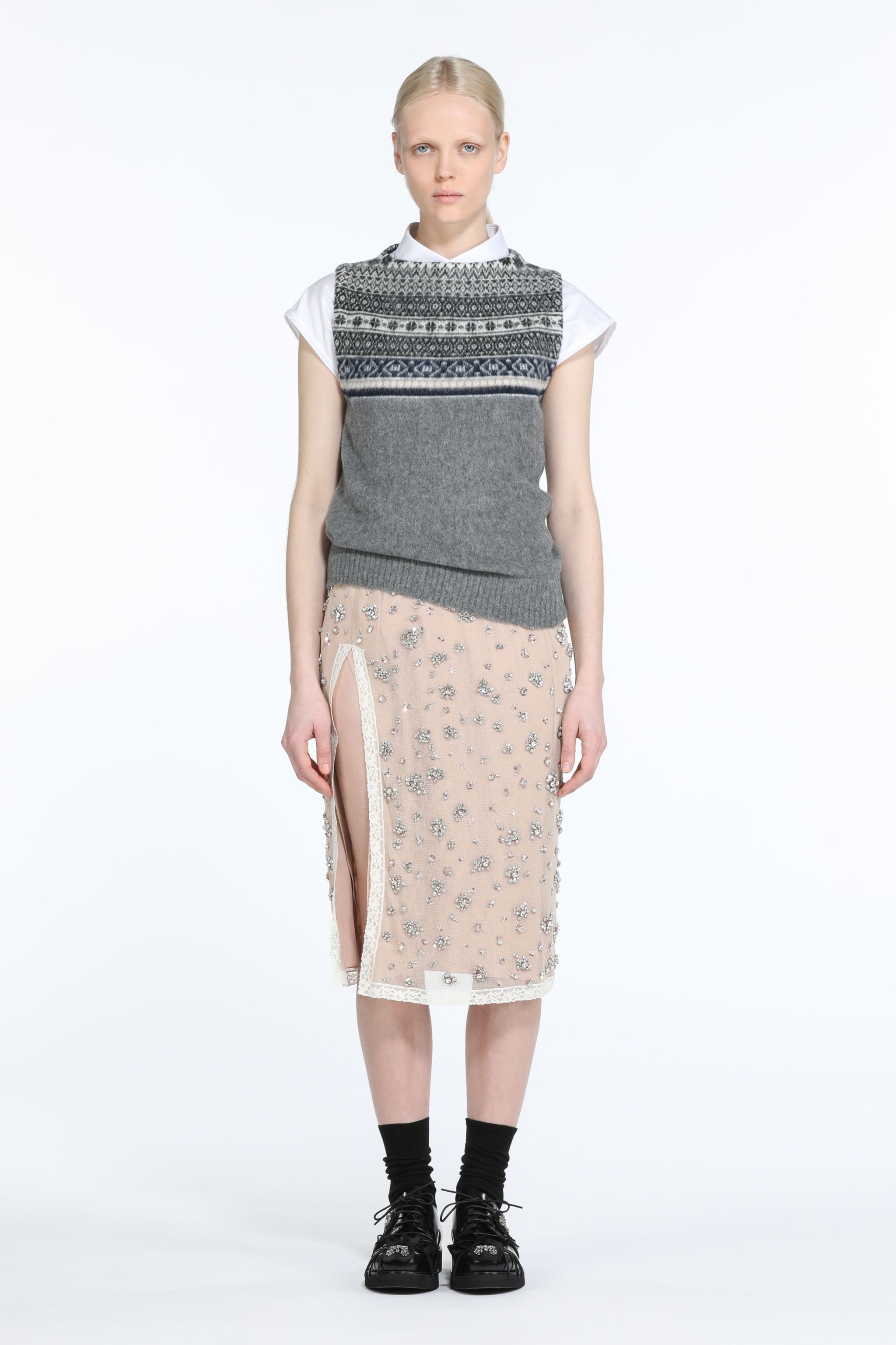 CRYSTAL-EMBELLISHED MIDI SKIRT - 4