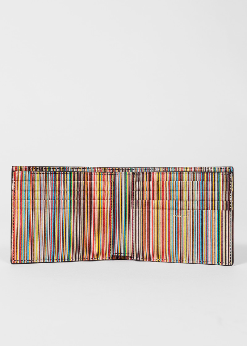 Paul Smith Black Leather 'Signature Stripe' Interior Billfold Wallet outlook