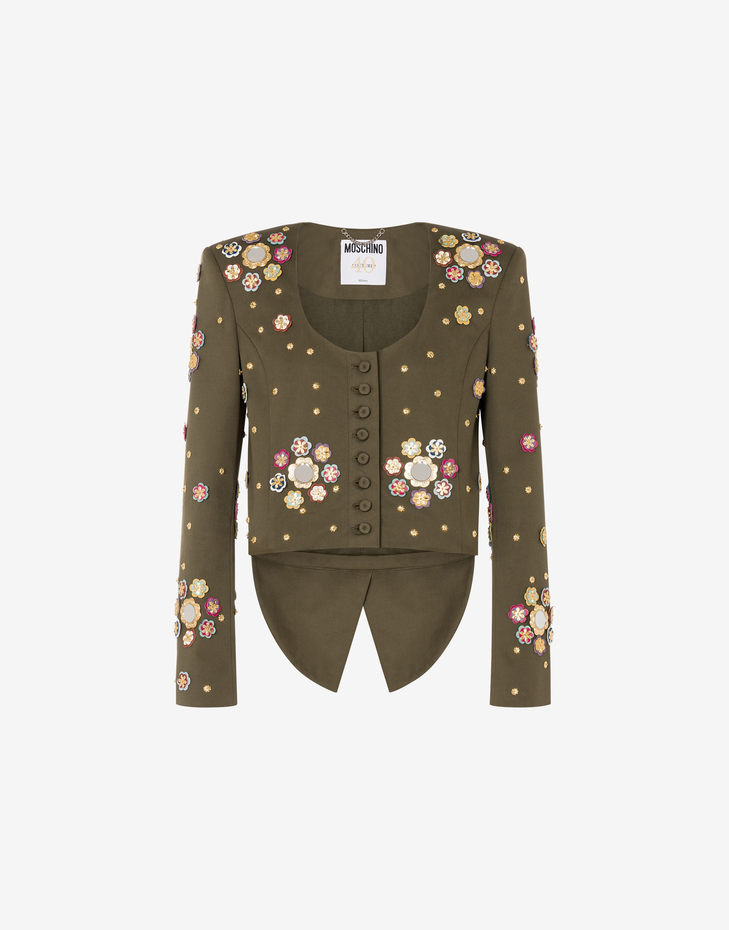 FLOWERS COTTON CANVAS CROPPED JACKET - 1