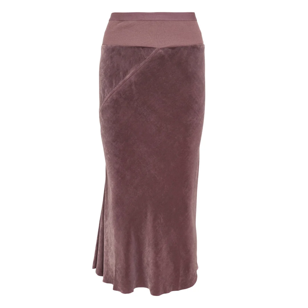Knee Bias Velvet Skirt - 1