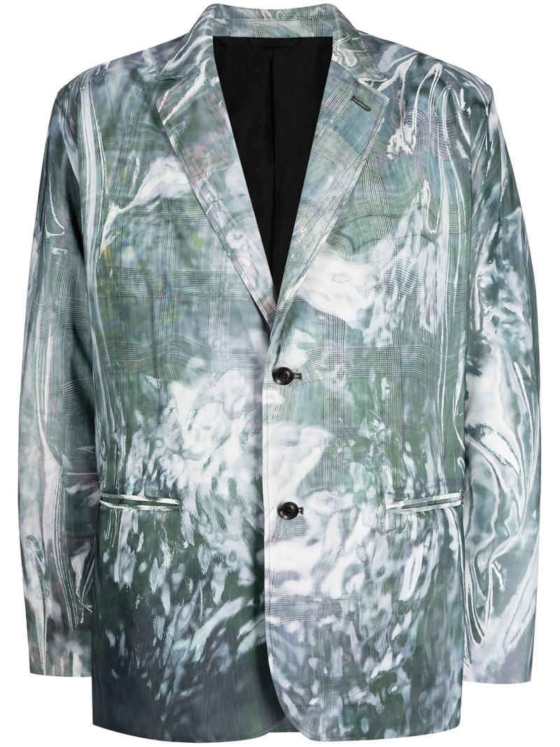 abstract-print single-breasted blazer 1