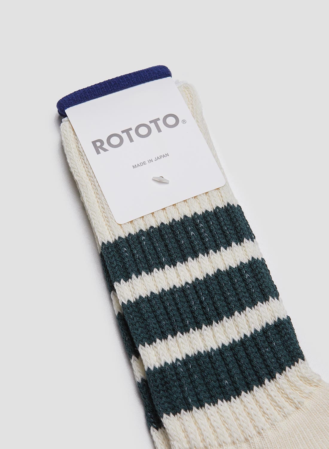 Rototo Coarse Ribbed Oldschool Crew Sock in Dark Green - 2