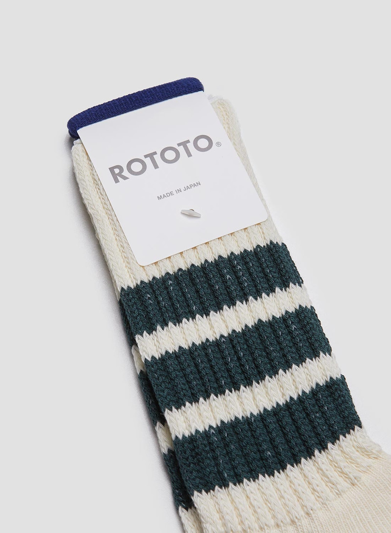Nigel Cabourn Rototo Coarse Ribbed Oldschool Crew Sock in Dark Green outlook