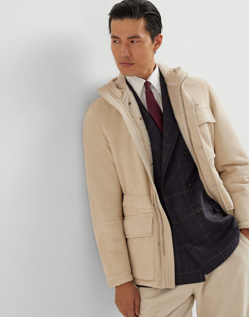 Tone-on-tone suede shearling parka 4