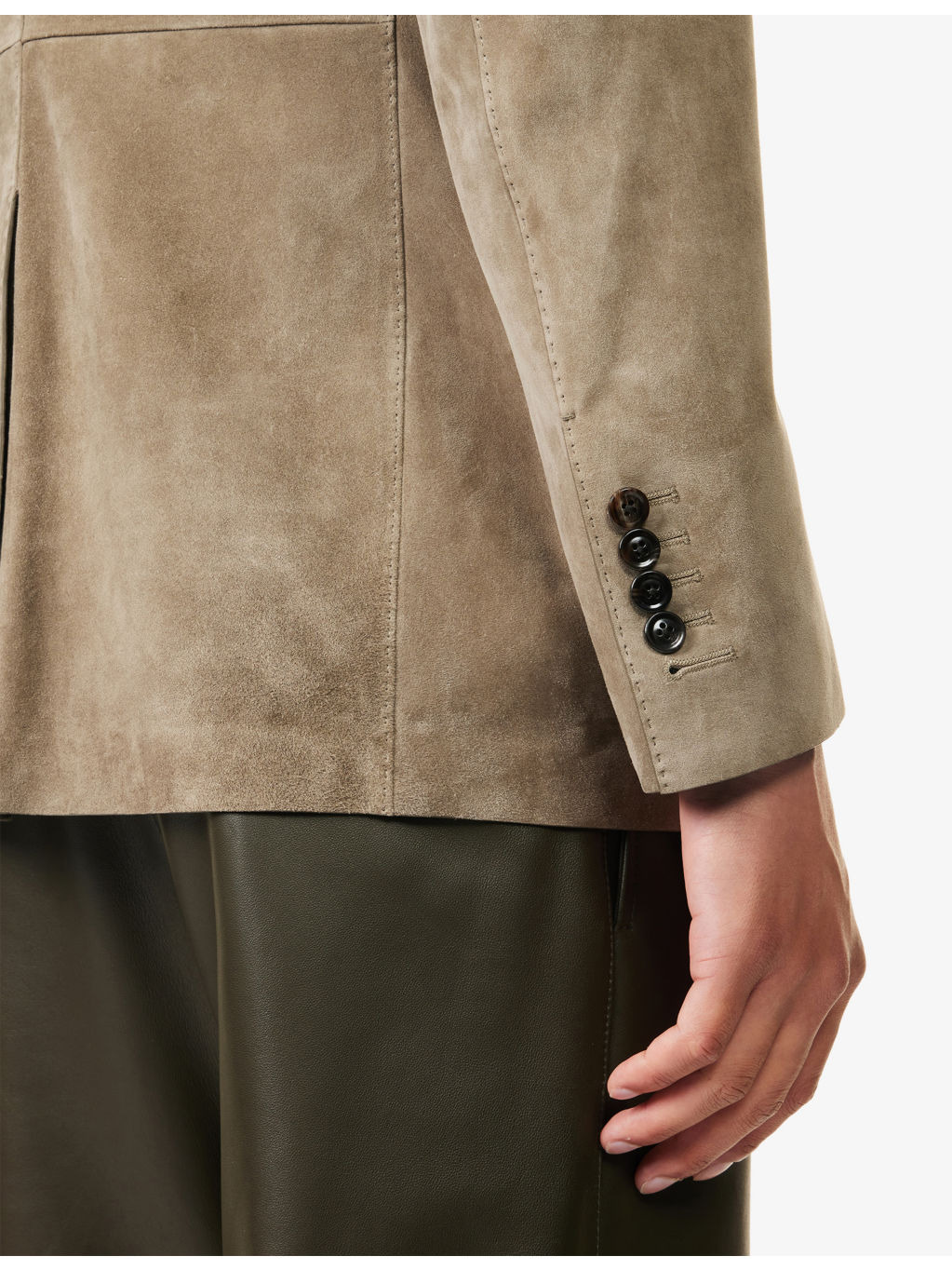 Dyllan Peak-Lapels Suede Blazer Jacket - 6