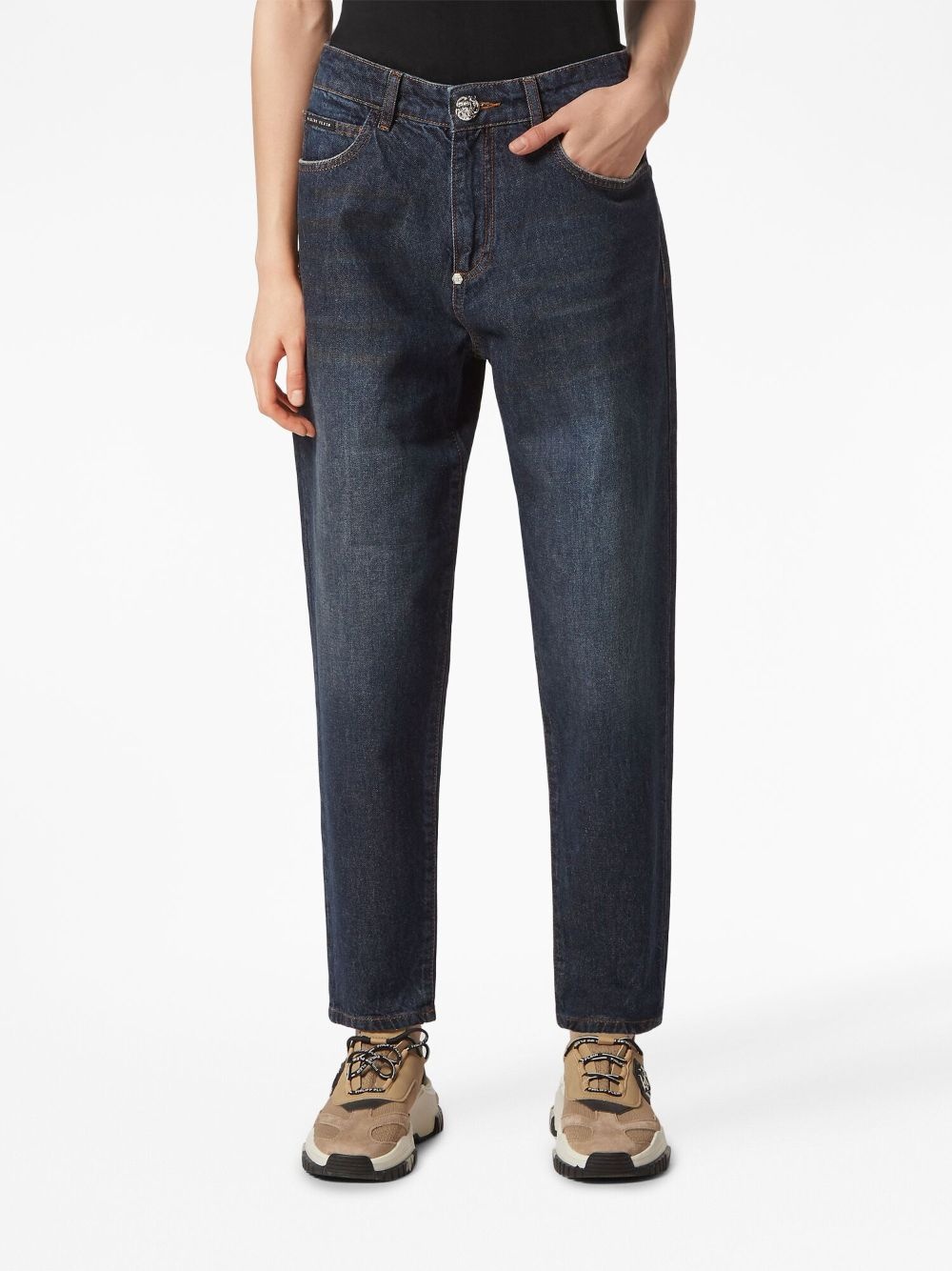 appliqué-detail tapered boyfriend jeans - 3
