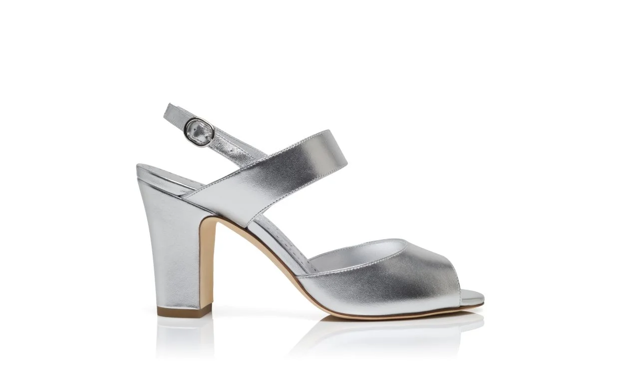 Silver Nappa Leather Slingback Sandals - 1